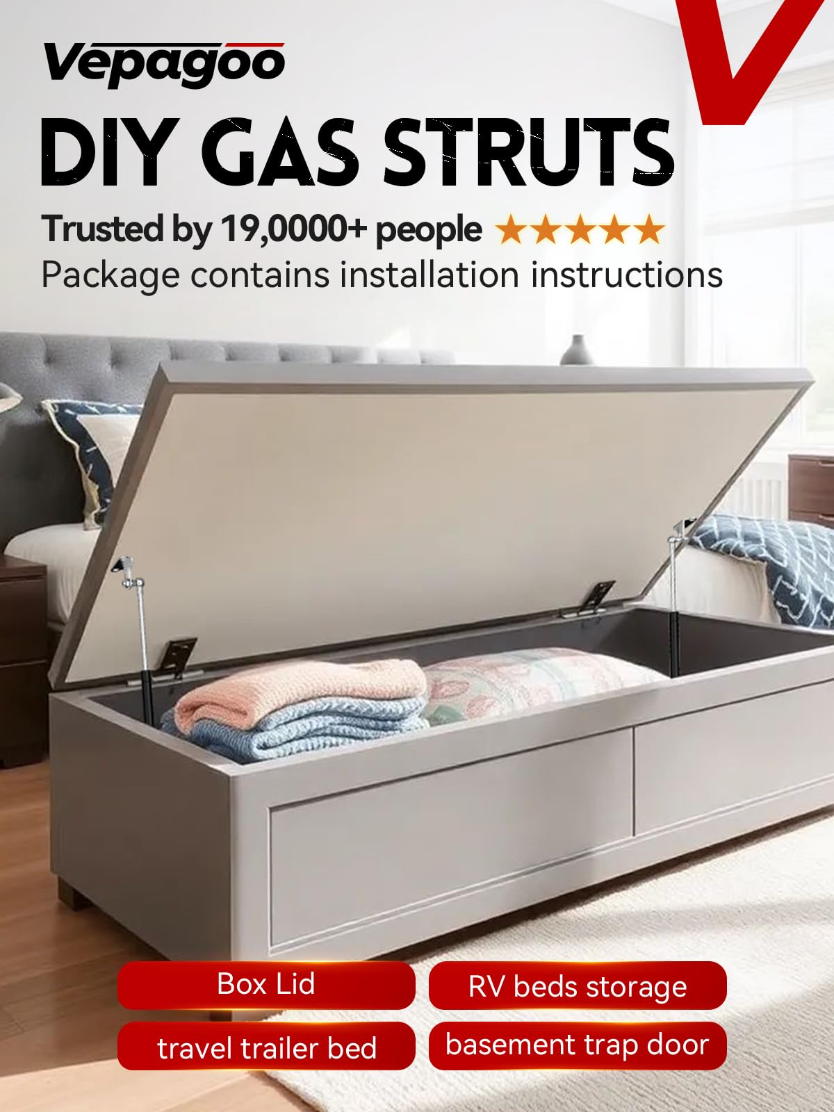 Vepagoo Gas Struts 15 Inch 35Lb/156N Shock With Brackets, Tv Box Storage Lid Trap Door Boat Engine Hatch Lift, Heavy Lid Duty Sp