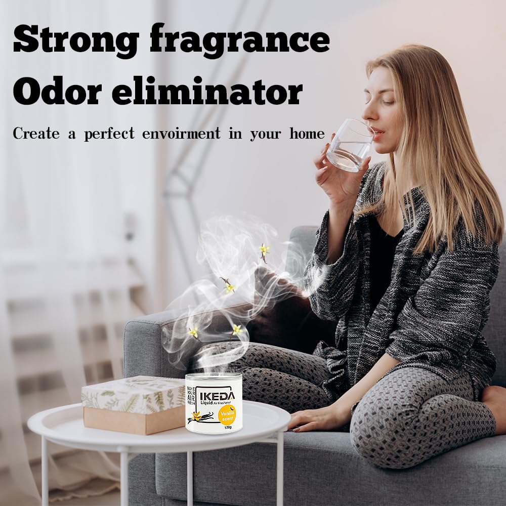 Ikeda Scents Car Air Freshener: Vanilla Scents | Car Fresheners | Strong Fragrance | Smoke Smell Remover | Liquid Cans Freshener