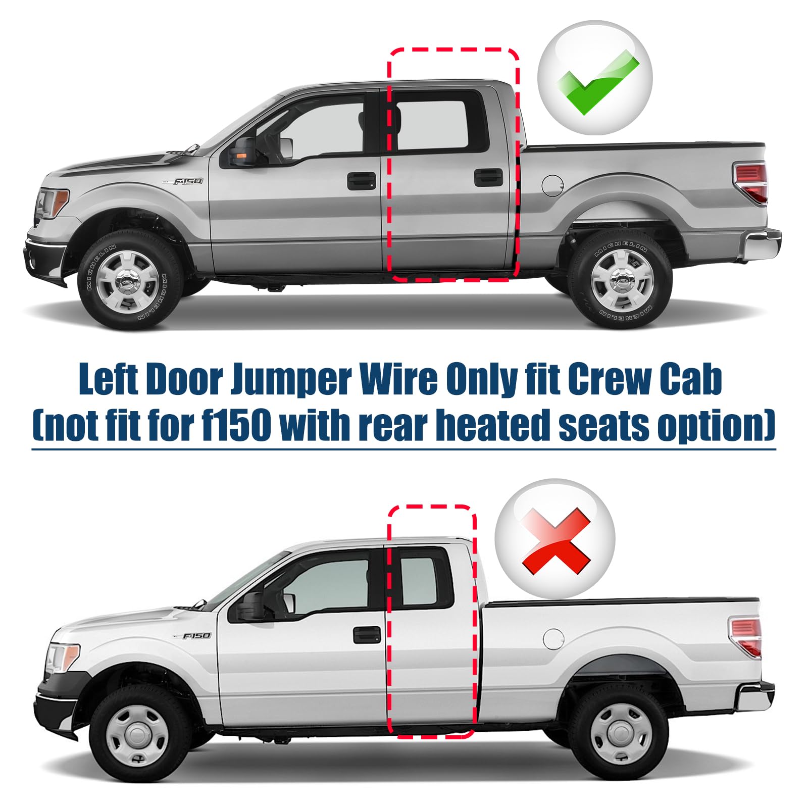 B.ZSSY Rear Left Door Jumper Wire Assembly for 2009-2014 Ford F150, Black Plastic Driver Side Harness, Replaces 9L3Z-14631-CAA