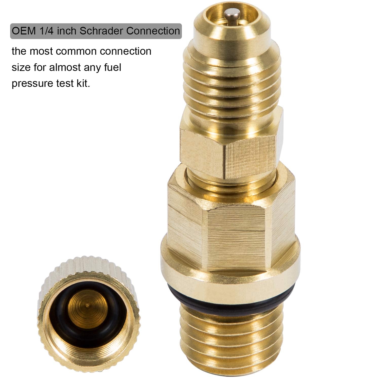 E-Cowlboy 6.0L For Powerstroke Fuel Pressure Test Fitting Adapter For 2003-2010 Ford Diesel Engine(With Schrader Valve)