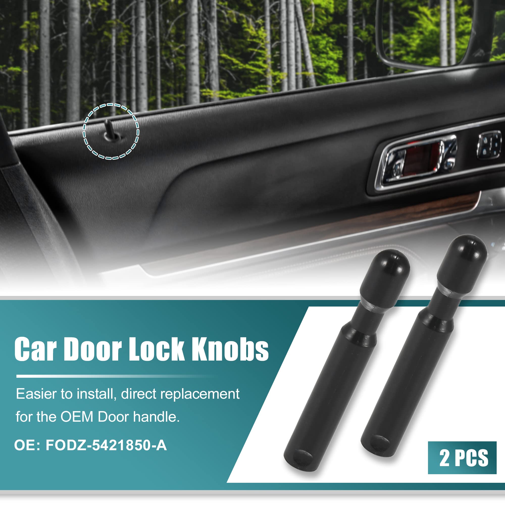 X Autohaux 2Pcs Car Door Lock Knobs Interior Door Lock Knob Pull Pins Fodz-5421850-A For Ford Explorer F-150