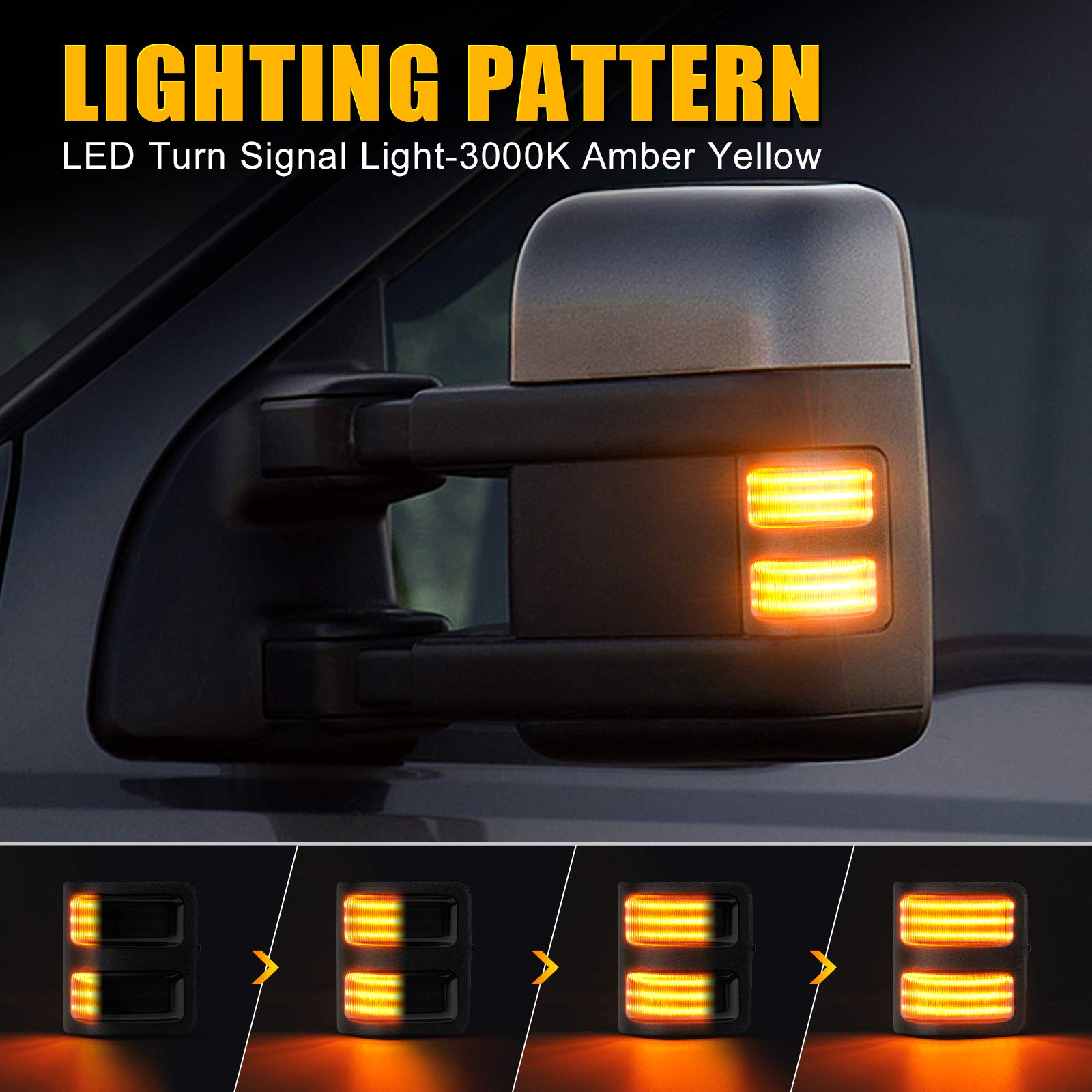 SUPAREE LED Sequential Side Mirror Marker Light - Turn Signal for 2008-2016 F250 F350 F450 F550 Super Duty