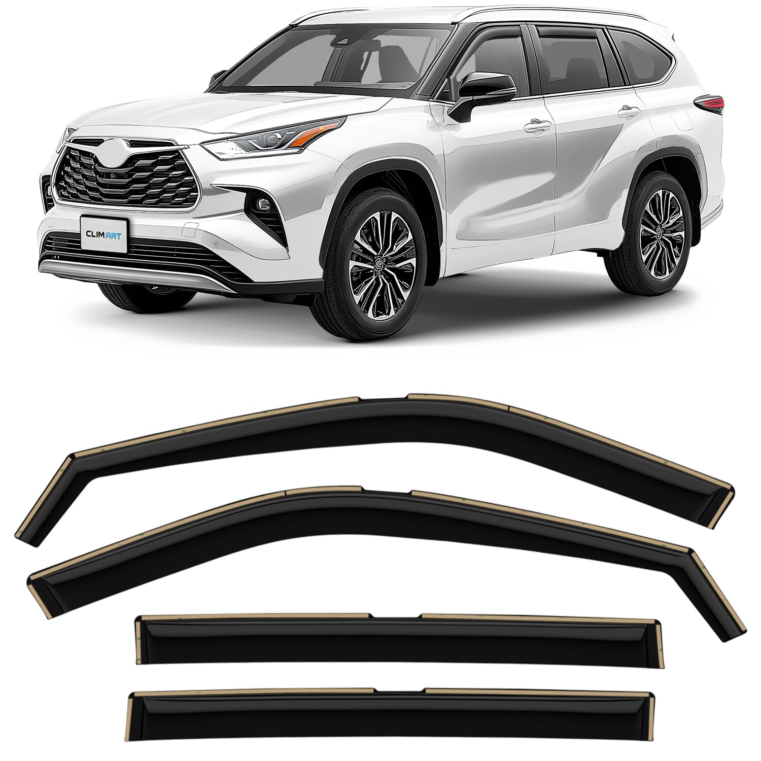 Clim Art In-Channel Incredibly Durable Rain Guards For Toyota Highlander 2020-2025, Original Window Deflectors, Vent Window Viso