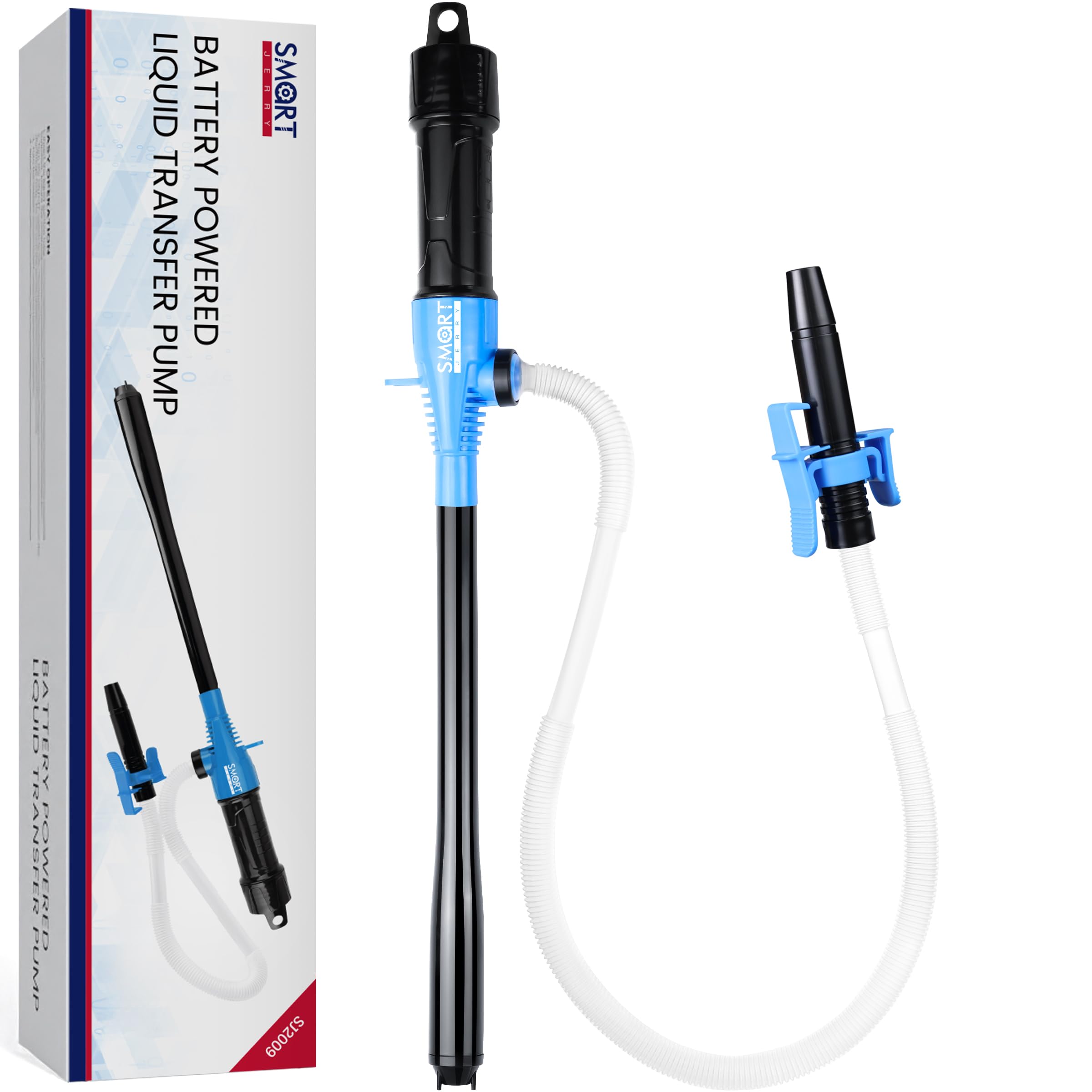 SMART JERRY - Cordless Fuel Transfer Pump | Battery Powered Gas Transfer Pump | 3 GPM High Flow Liquid Transfer Pump for Gas, Di