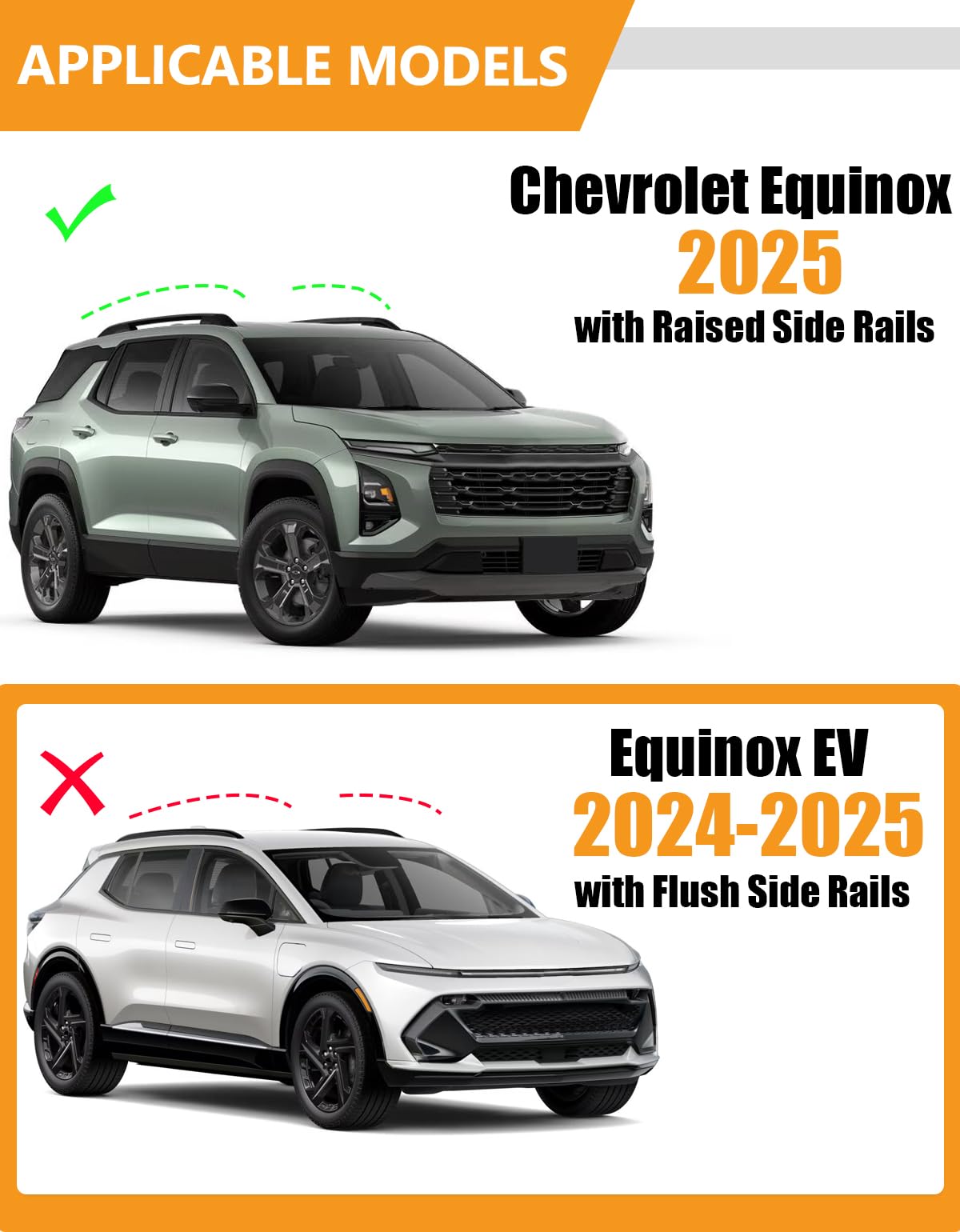 KINGGERI Lockable Roof Rack Cross Bars for Chevy Equinox 2025-2026, Black, Heavy Duty Aluminum, Anti-Theft, Model KG2-88-07