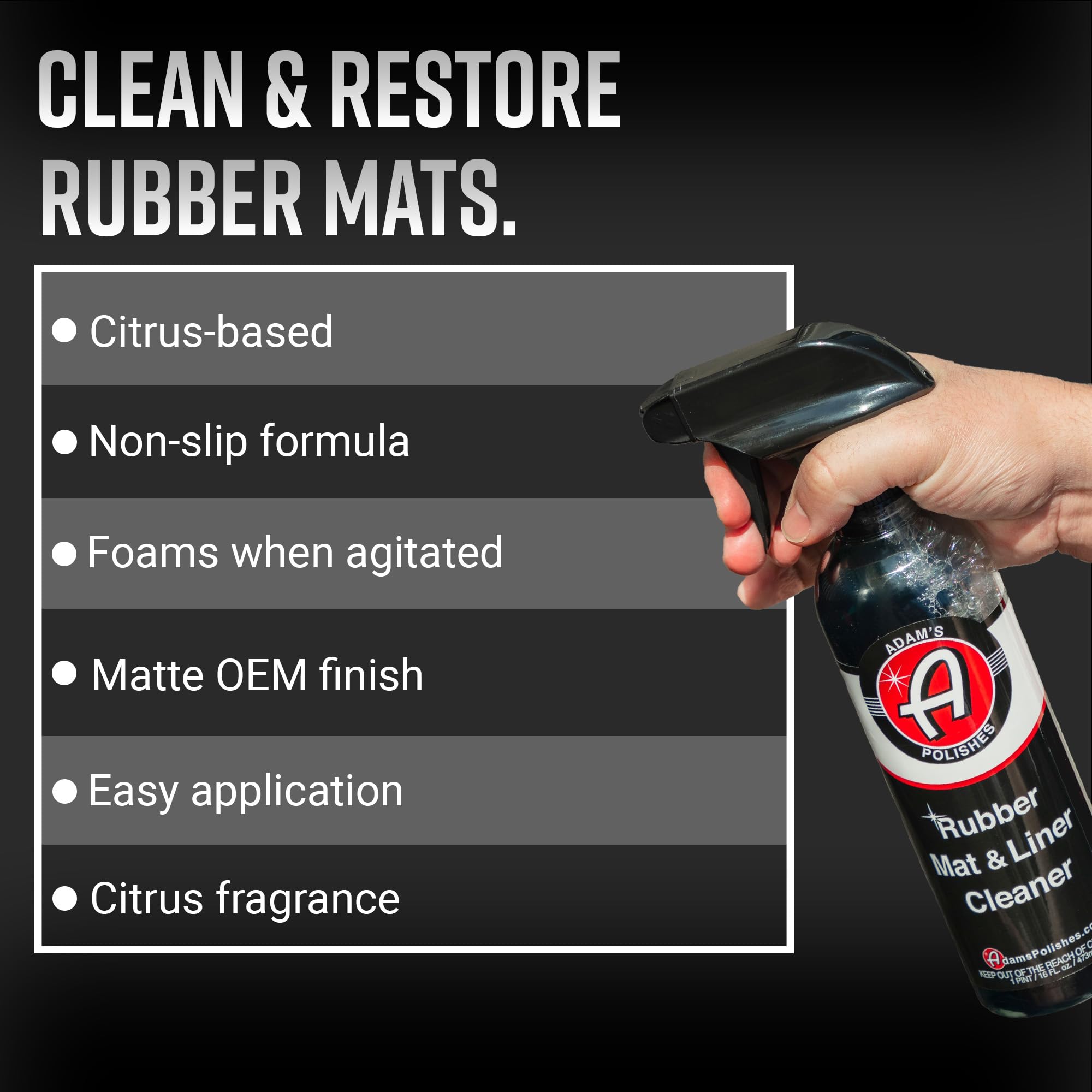 Adam'S Polishes Rubber Mat & Liner Cleaner 16Oz Protectant & Rubber Floor Mat Cleaning Solution For Car Detailing  Deep Cleans &