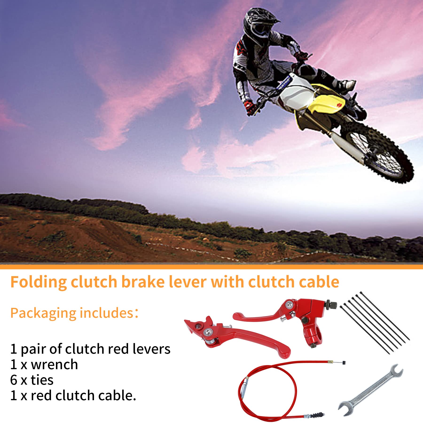 Stylemafia Red Folding Clutch Brake Lever & Cable for Apollo RFZ TaoTao SSR 110 125 Thumpstar 50cc 150cc - 7/8 Handlebars