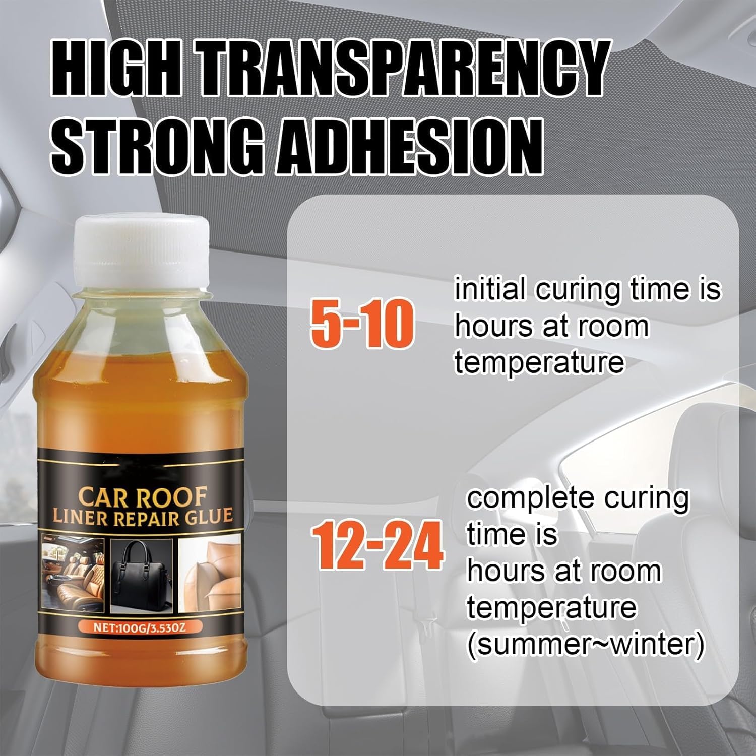 100ml Headliner Repair Glue,Car Headliner Adhesive,Leather Repair, with Brush, Suitable for Various Repairs, Car Roof Fabric Adh