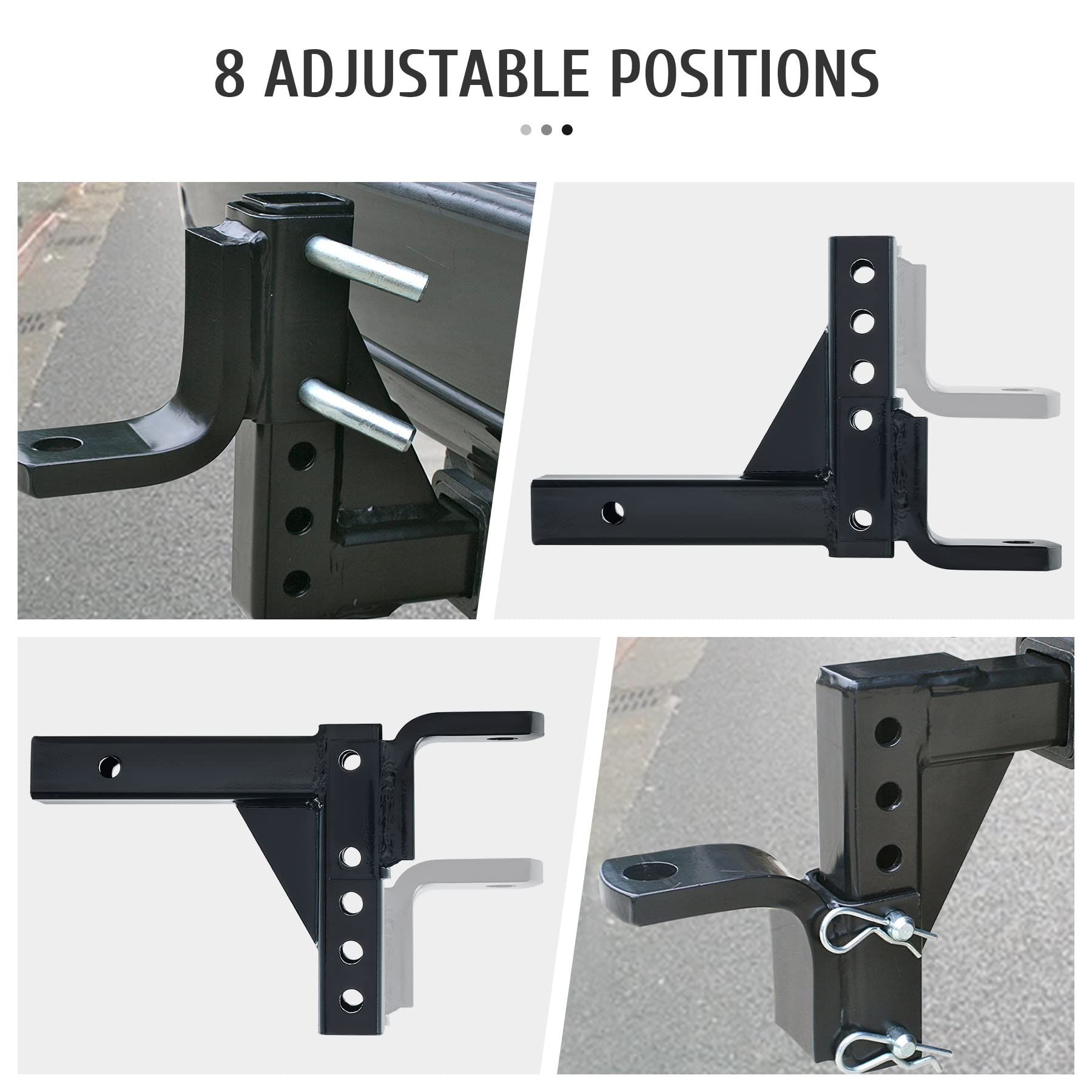Omt Trailer Hitch Ball Mount With 2.5 Ton Towing Capacity, Class 3 Tow Hitch With 1 Hole And Pins For 2 Receiver Pickups Vans Suvs, Adjustable Drop Hitch For Trailers Campers Boats More