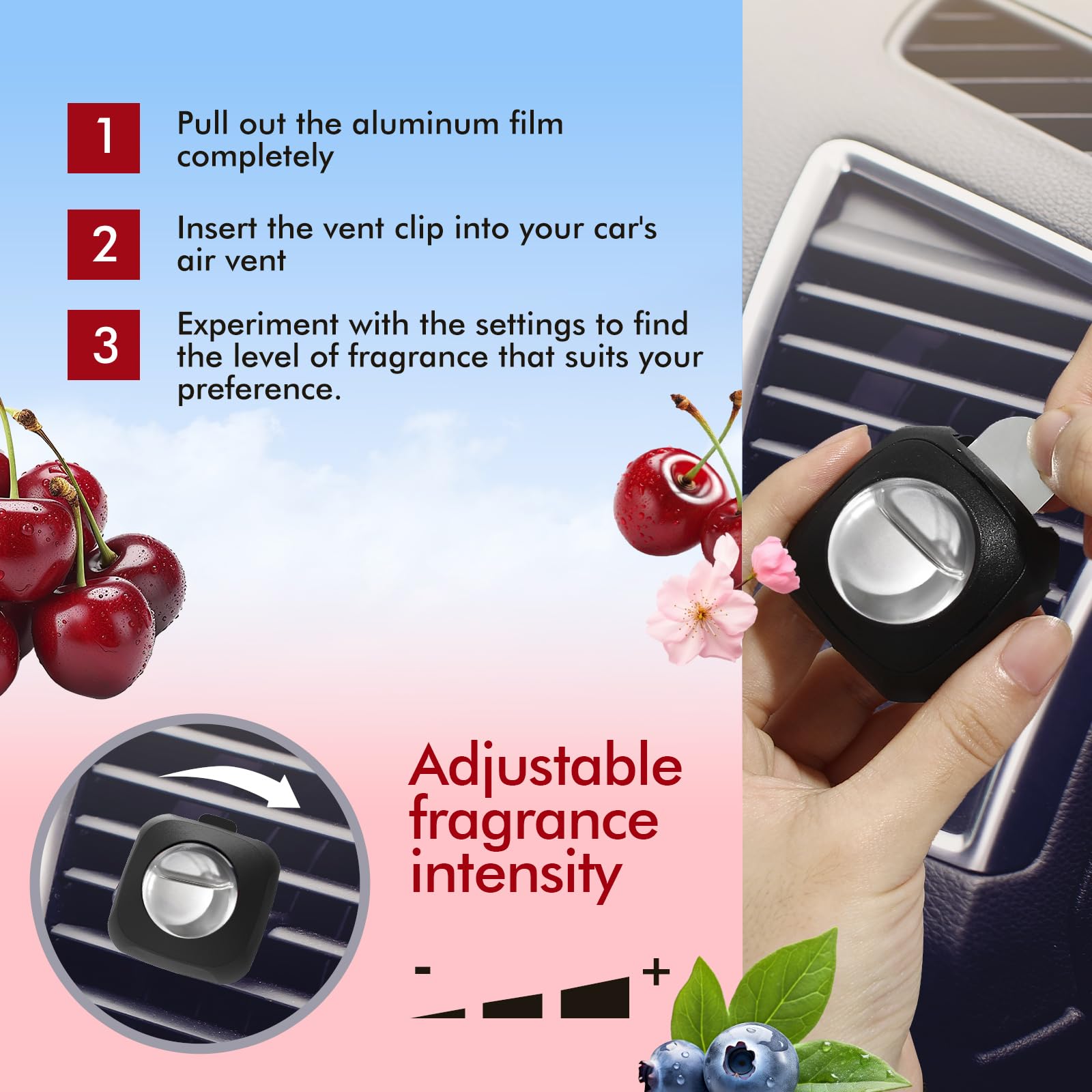 Car Air Fresheners, 6 Pack, Cherry, Car Fresheners Vent Clips, Long Lasting Air Freshener For Car, Car Refresher For Men Women