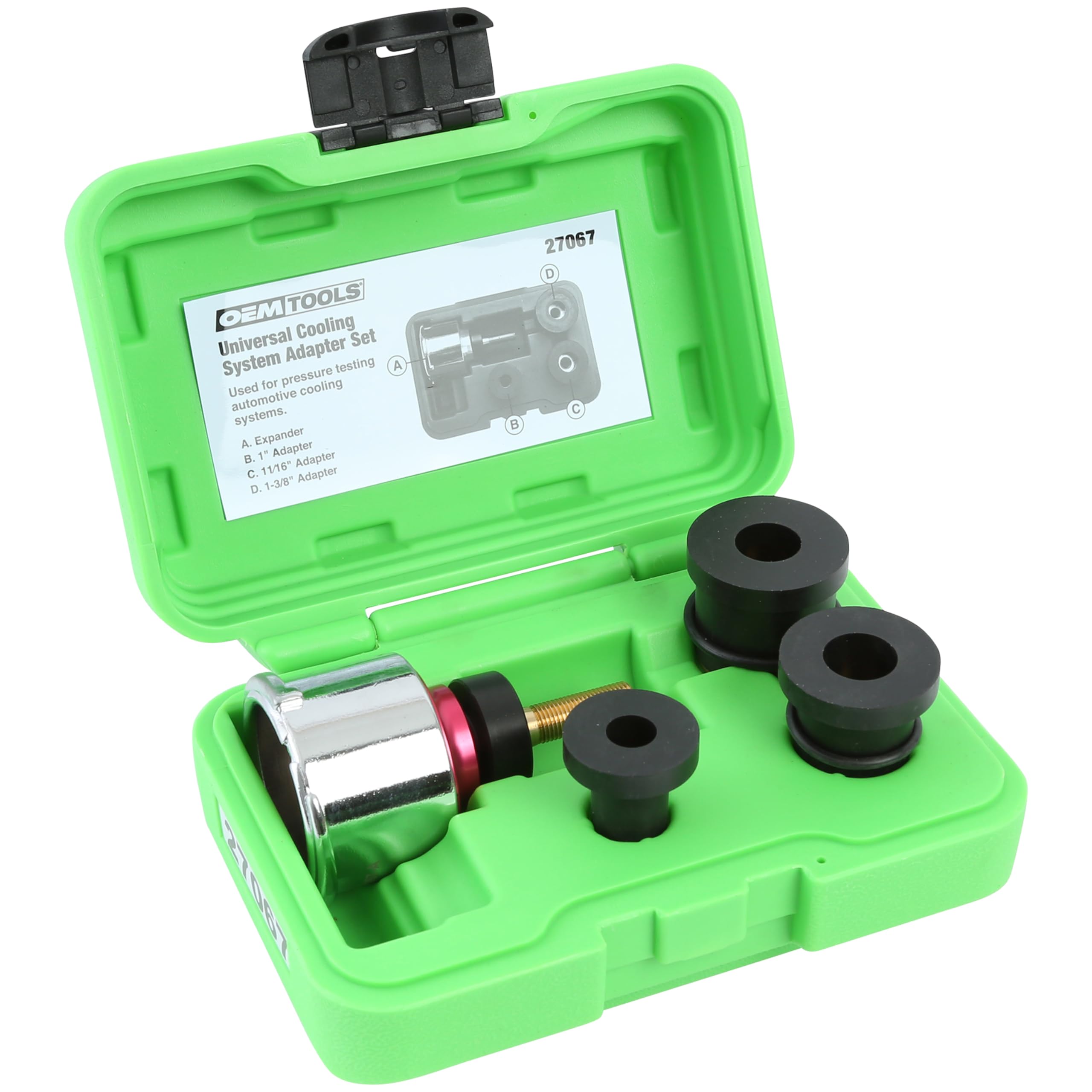Oemtools 27067 Universal Cooling System Adapter Set, Works With Auto Coolant Pressure Tester To Test Pressure In Most Vehicles,