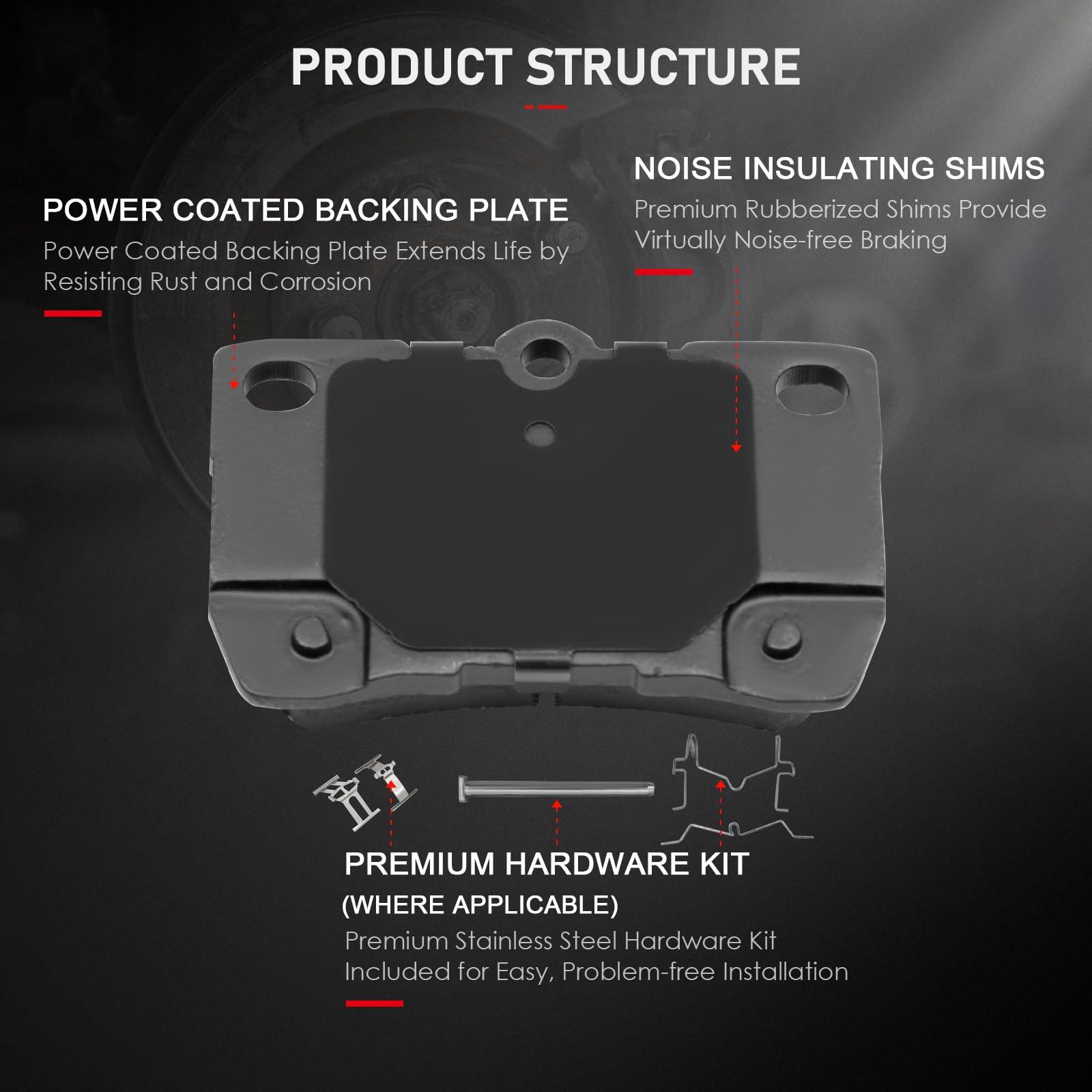 Cciyu D1118 D1113 Front Rear Ceramic Brake Pads Kits 8Pcs Fit For 07-11 For Lexus Gs350, 06-07 For Lexus Gs430, 07-11 For Lexus