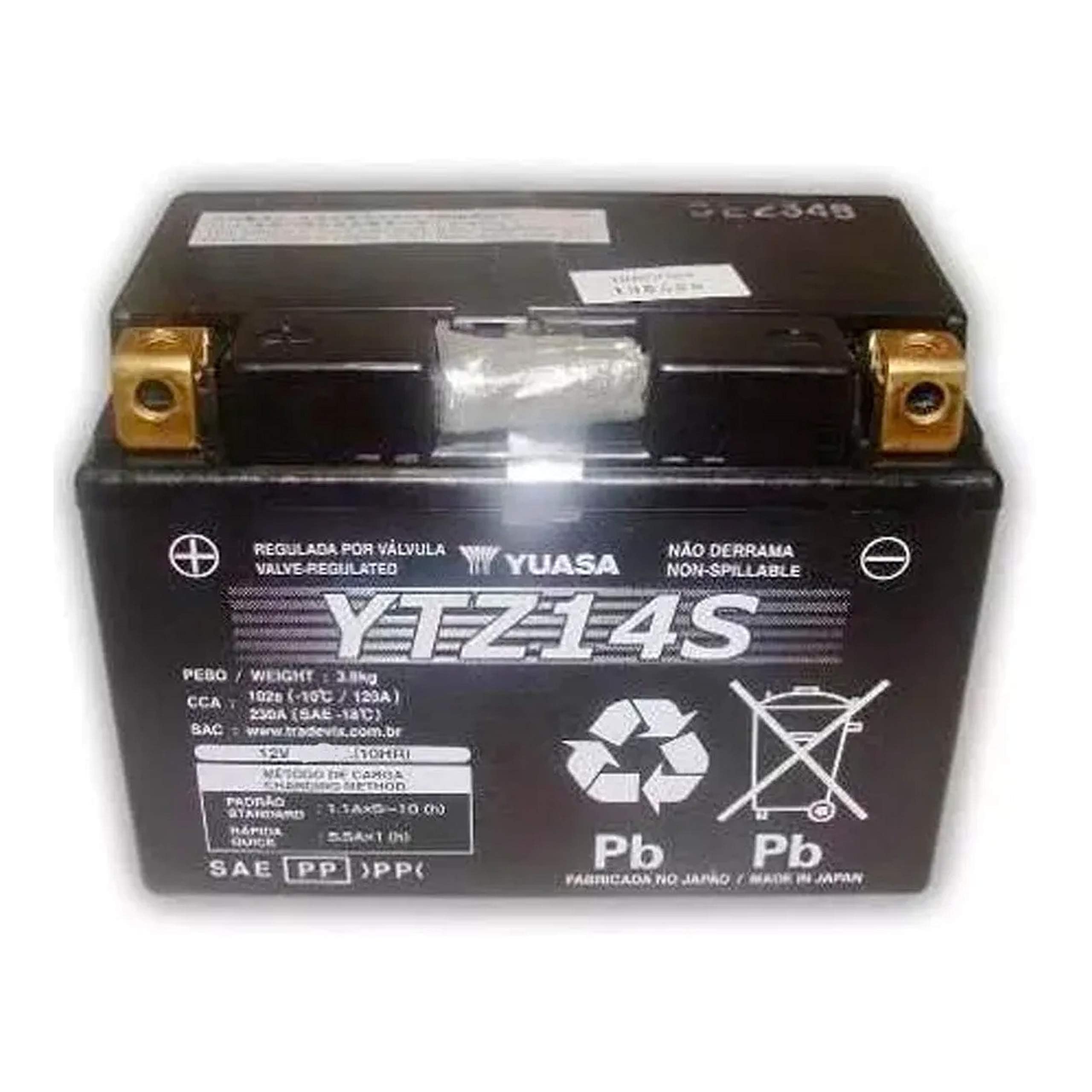 Yuasa YTZ14S Motorcycle Battery - YU-YTZ14S(WC), Black, High Performance, Durable Power Solution