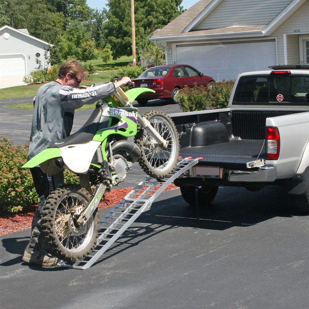 Black Widow Afl-9012 Single Runner Motorcycle Ramp – Finger-Style Lip, Rung Surface