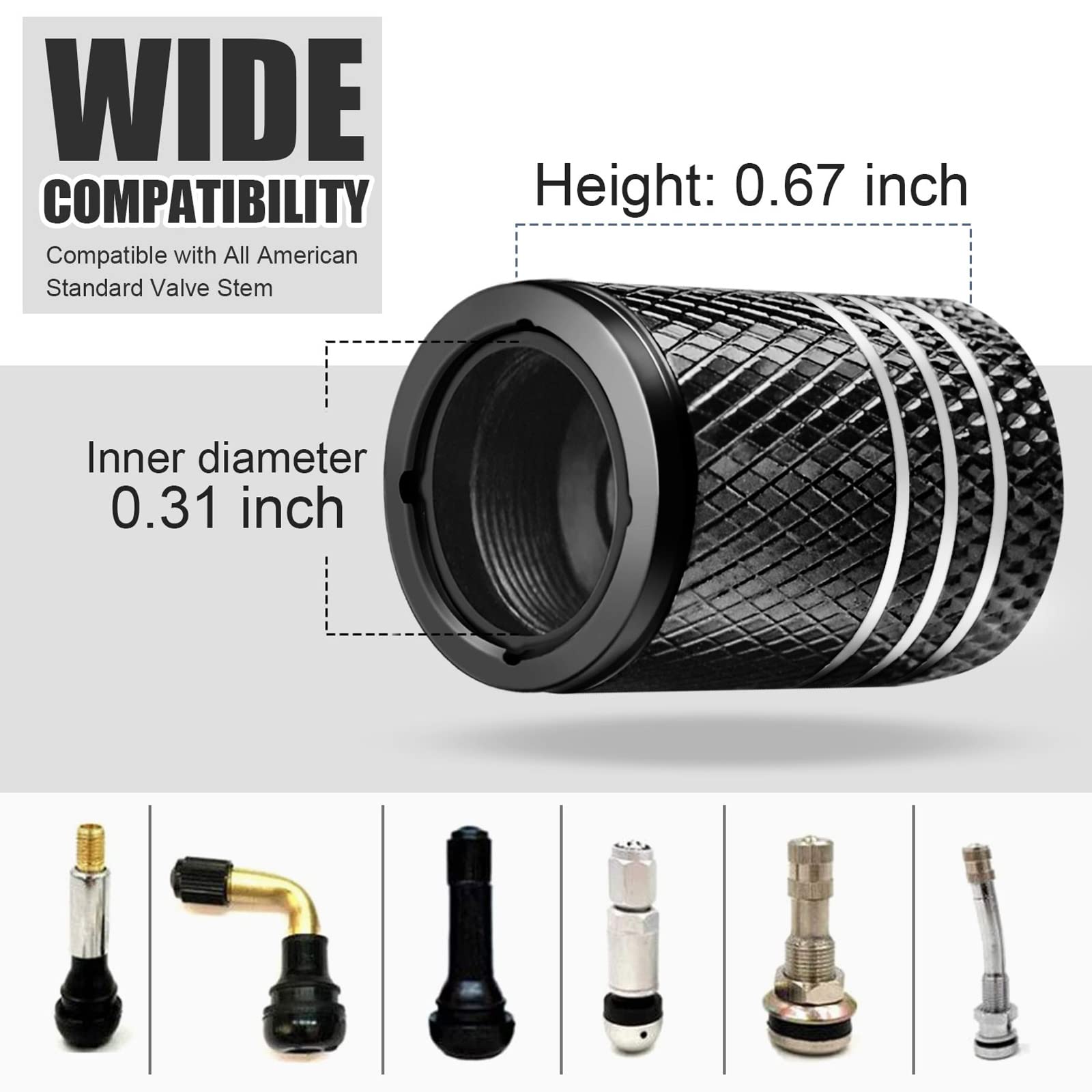 Tire Valve Stem Caps For Car Tire Cap 5 Pack Corrosion Resistant Leak-Proof Premium Alloy American Flag Universal For Car Bike T