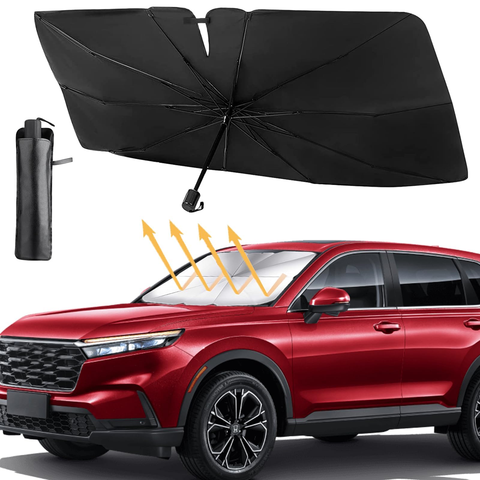 KESI Ornaments Car Windshield Sun Shade Umbrella, Upgraded Foldable Car Umbrella Sunshade Cover for Car Front Windshield UV Rays