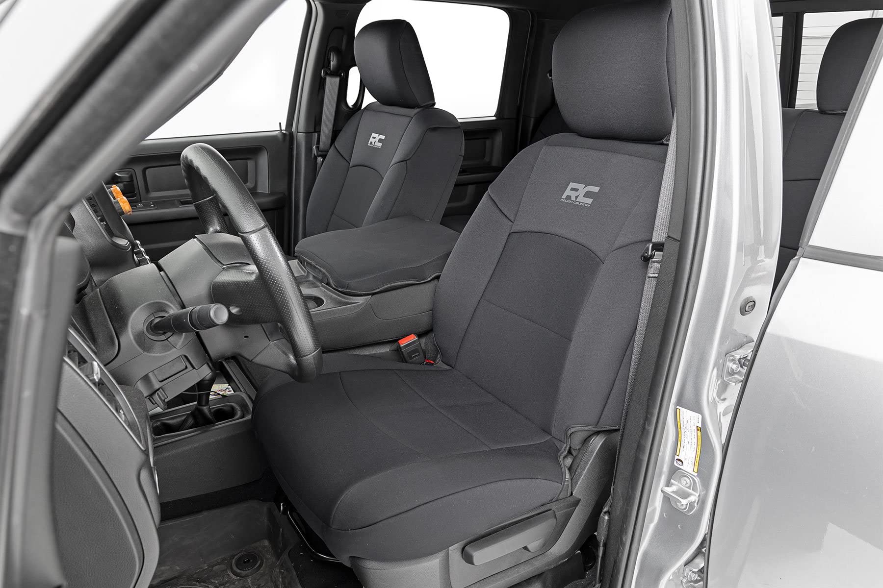 Rough Country Neoprene Seat Covers for Dodge Ram (2019-2024) - UV & Water Resistant, Foam Padded, Black, Full Set