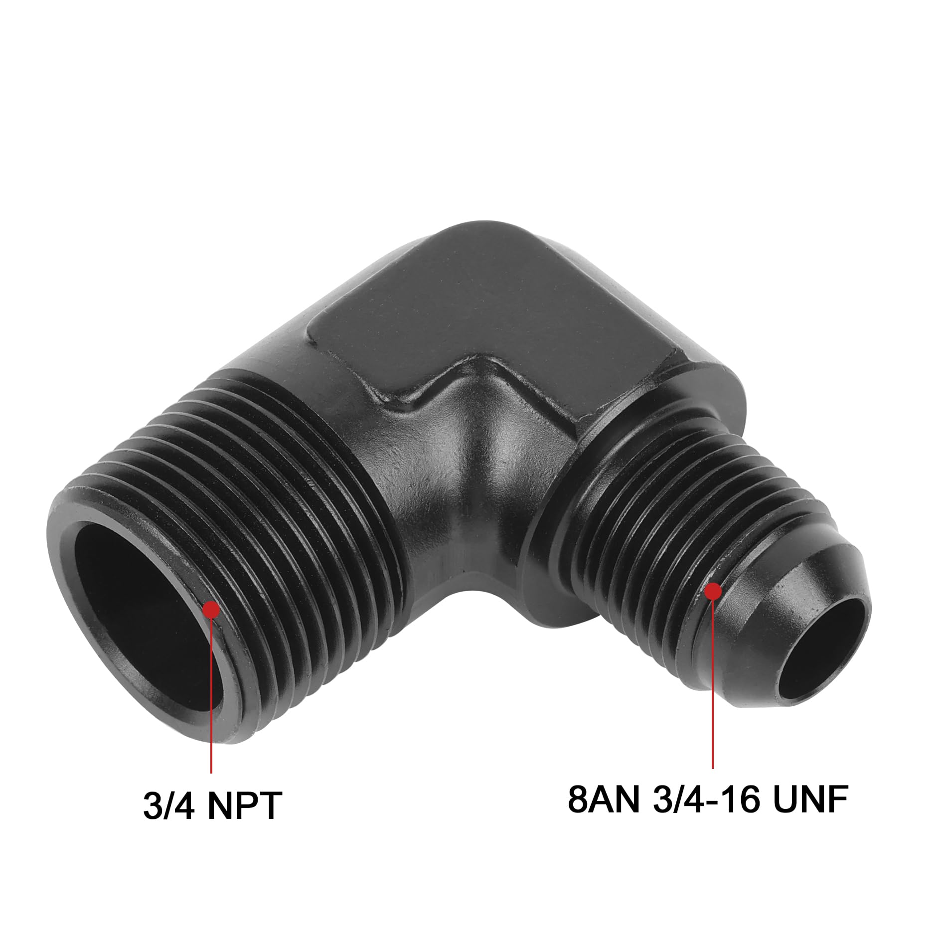 Evil Energy 8An Male Flare To 3/4'' Npt Pipe 90 Degree Fitting Adapter Aluminum Black