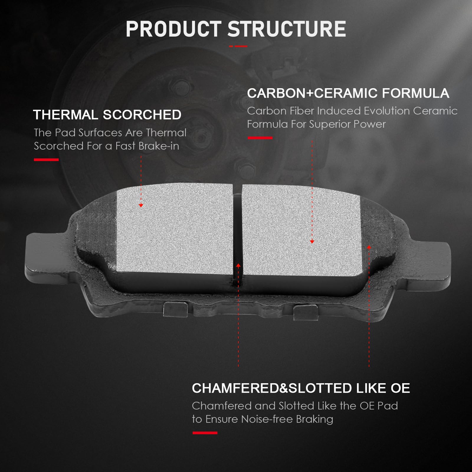 Cciyu D1037 D866 Ceramic Front Rear Disc Brake Pad For Chrysler 200/Sebring,For Dodge Avenger/Caliber,For Jeep Compass/Patriot,F