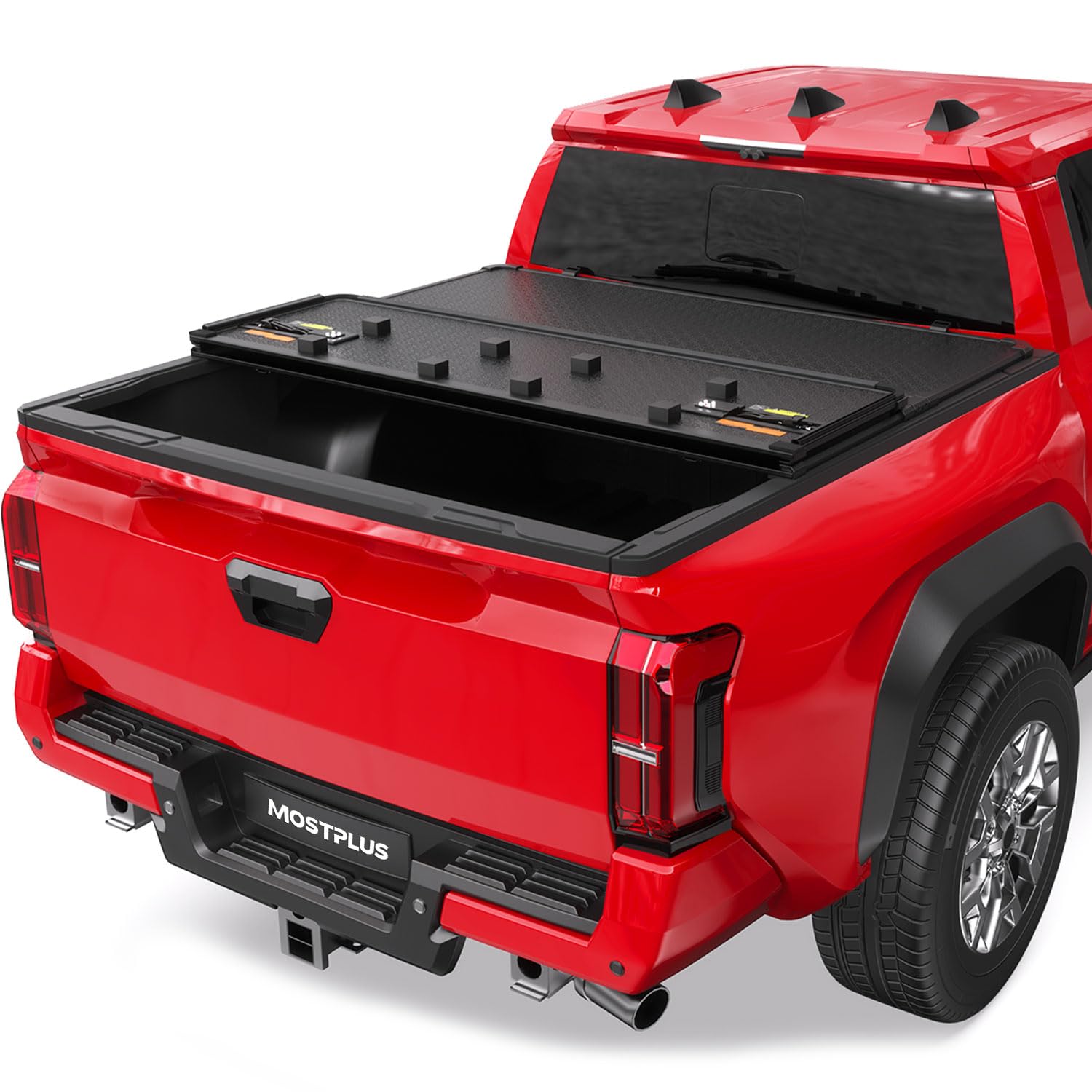 Mostplus 3-Fold Hard Truck Bed Tonneau Cover Compatible For 2016-2023 Toyota Tacoma Bed Tri Fold Aluminum On Top Extra Short Bed