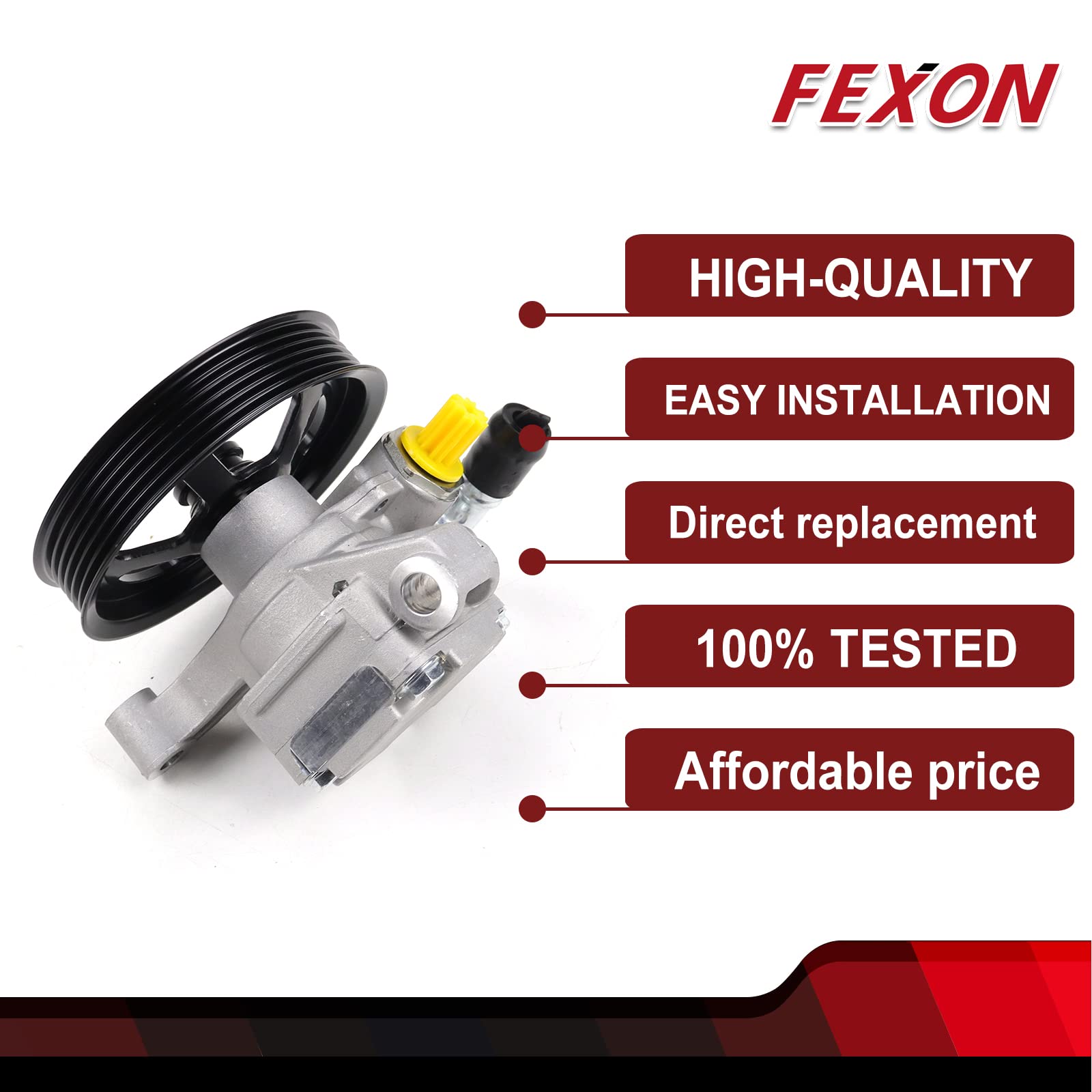 FEXON Power Steering Pump with Pulley for Buick Enclave, Chevy Traverse, GMC Acadia, Saturn Outlook 3.6L, Replaces 20954812, 20-2403