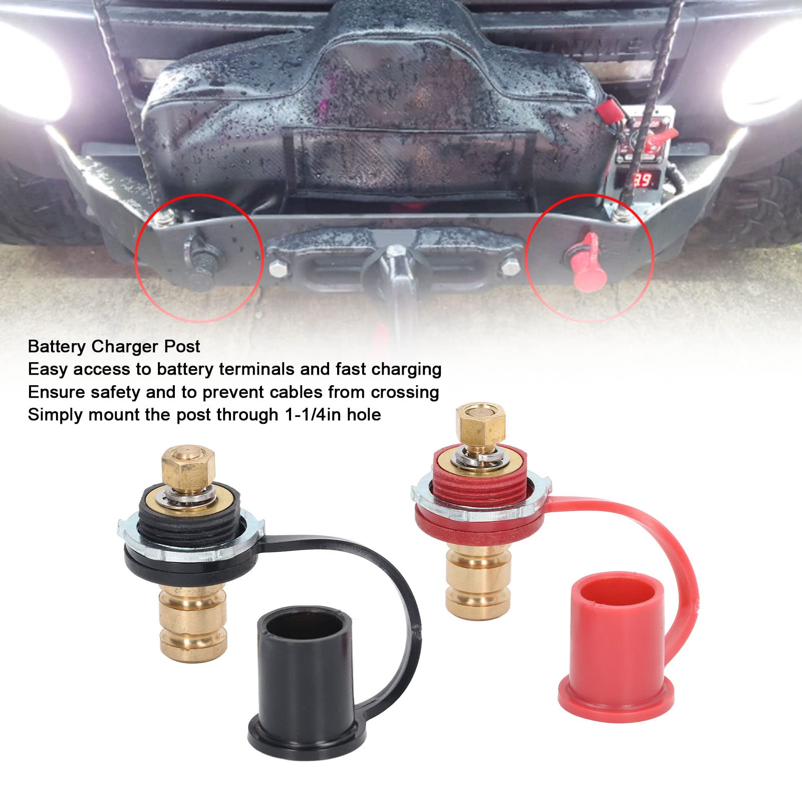 250A Battery Charger Post Kit 20Mm Stud Battery Post Pile Jumper Terminal Black Red Ul94 V-0 Fire Rating For Car Rv Truck Chargi