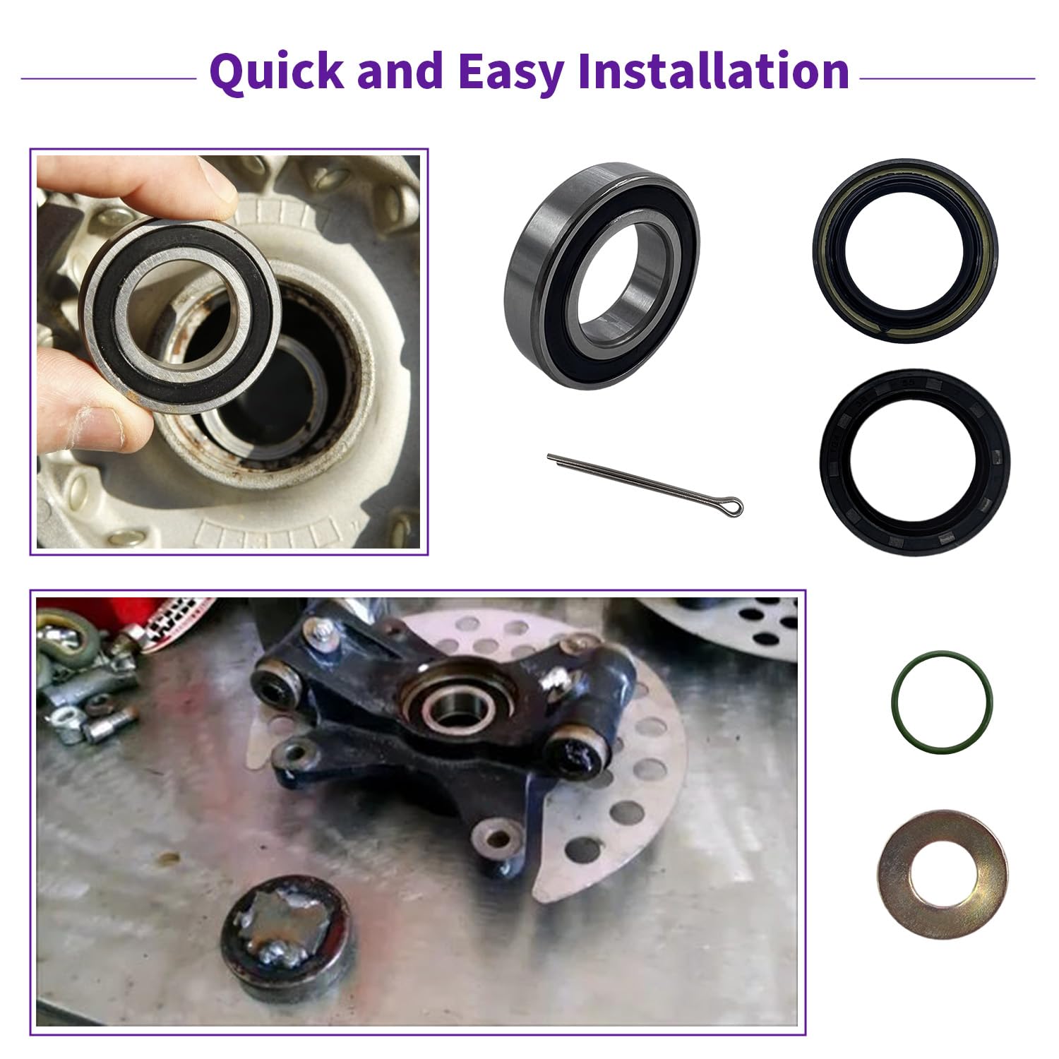 BIGLKNM Front Wheel Bearing Seal Kit Compatible with Suzuki Vinson 500 King Quad 250 300 400 Quadrunner 250 500 Eiger 400 LT-F50