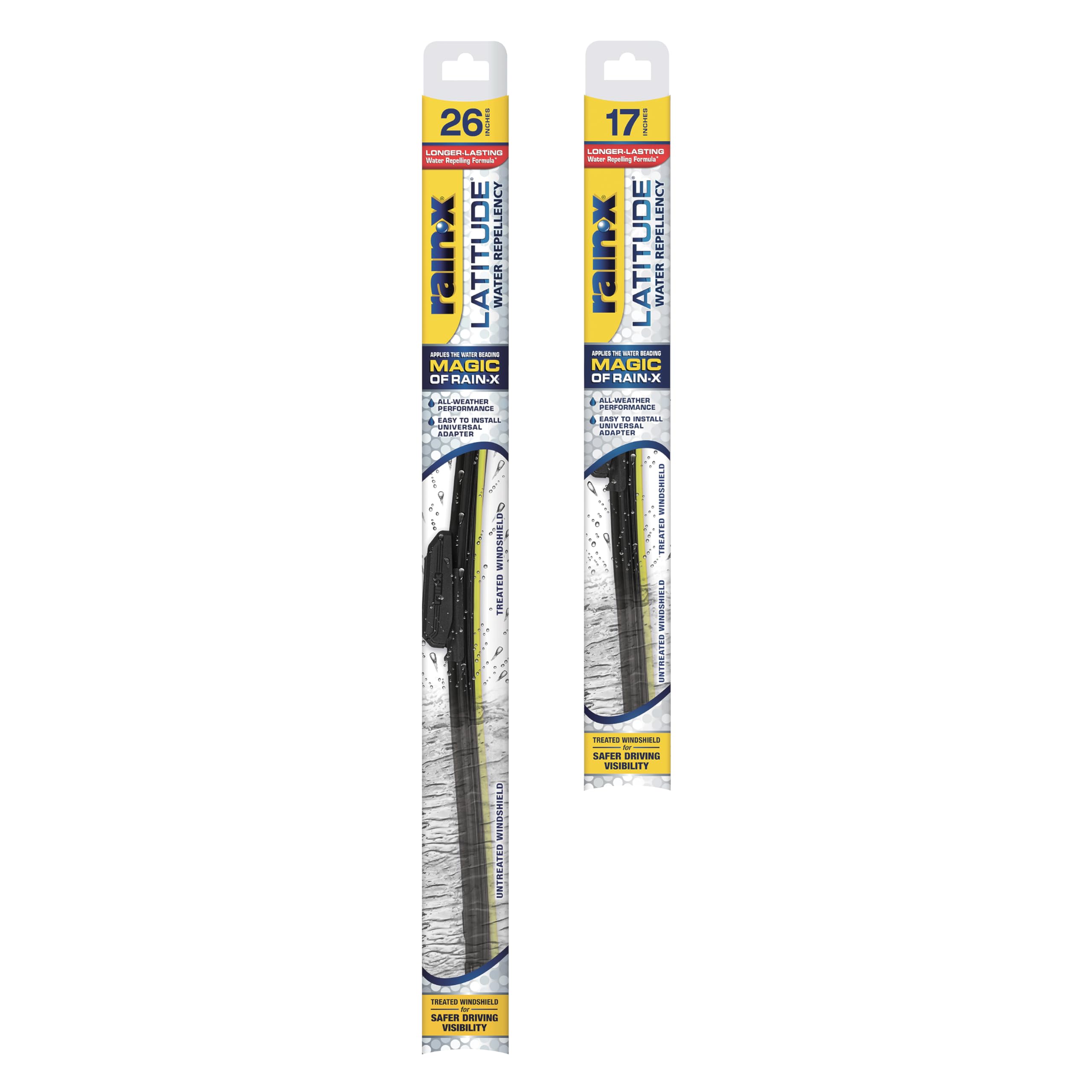 Rain-X 810195 Latitude 2-In-1 Water Repellent Wiper Blades, 26'' And 17'' Windshield Wipers (Pack Of 2), Automotive Replacement 