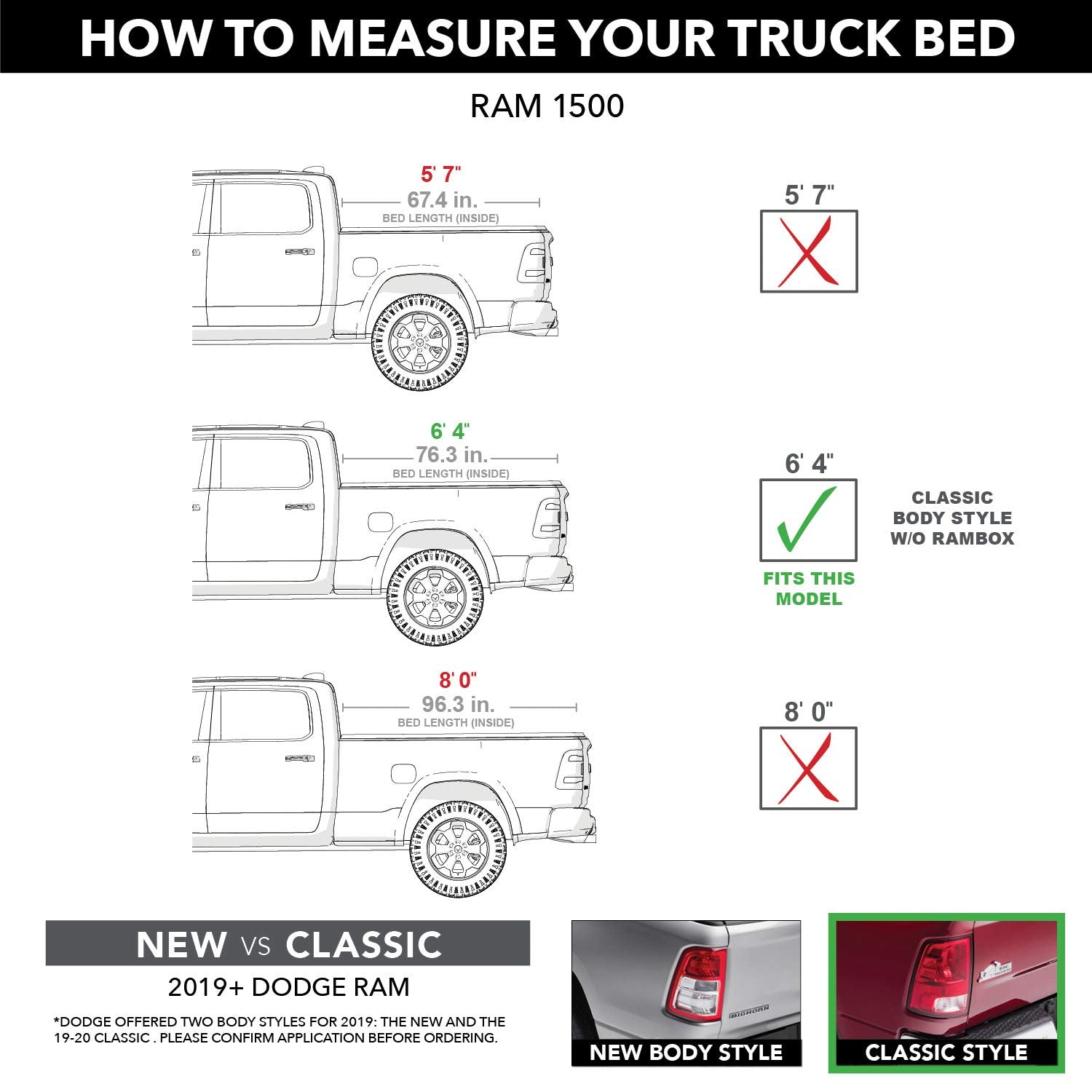 Gator Etx Soft Roll Up Truck Bed Tonneau Cover | 53205 | Fits 2019 - 2025 Dodge Ram 1500, 2010-20 2500/3500 6' 4'' Bed (76.3'')