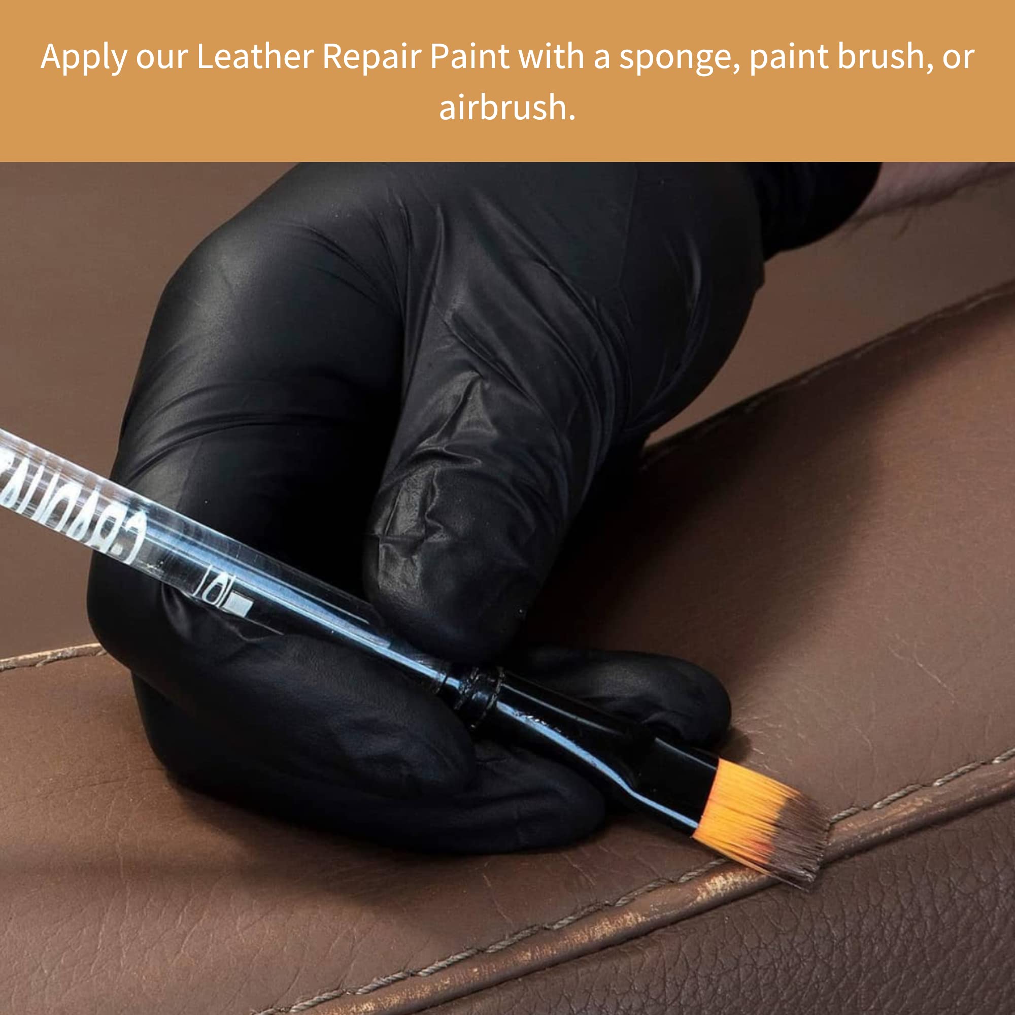 Furniture Clinic Leather Repair Paint & Dye - 50ml, Midnight Black, 2-in-1 Seal & Color for Car Seats, Clothing, and Furniture Restoration