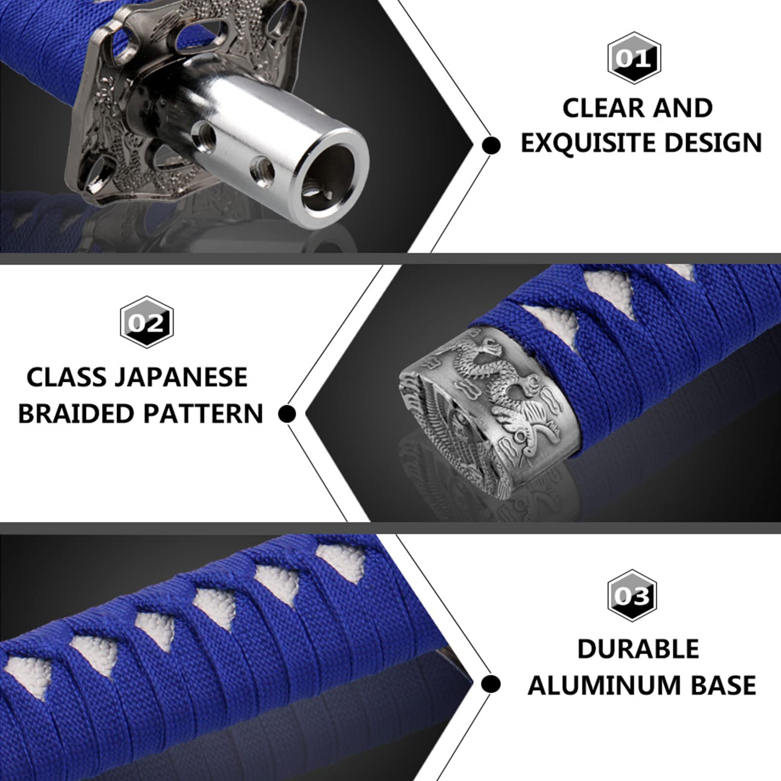 RYANSTAR Gear Shift Knob - Katana Style, Universal Fit for Manual & Most Automatic Cars, Silk Material, Blue & White