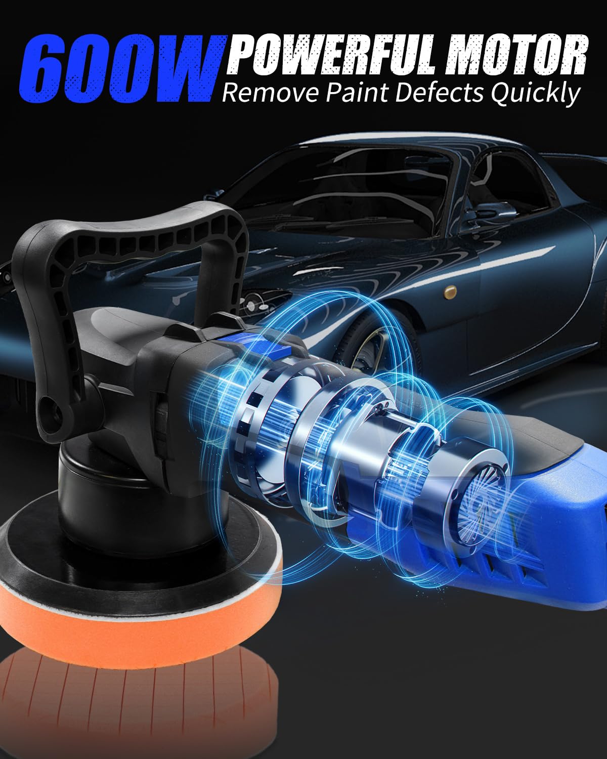 Avid Power Buffer Polisher, 6-Inch Dual Action/Da Polisher For Car Detailing, Random Orbital Car Buffer Polisher Waxer Kit With