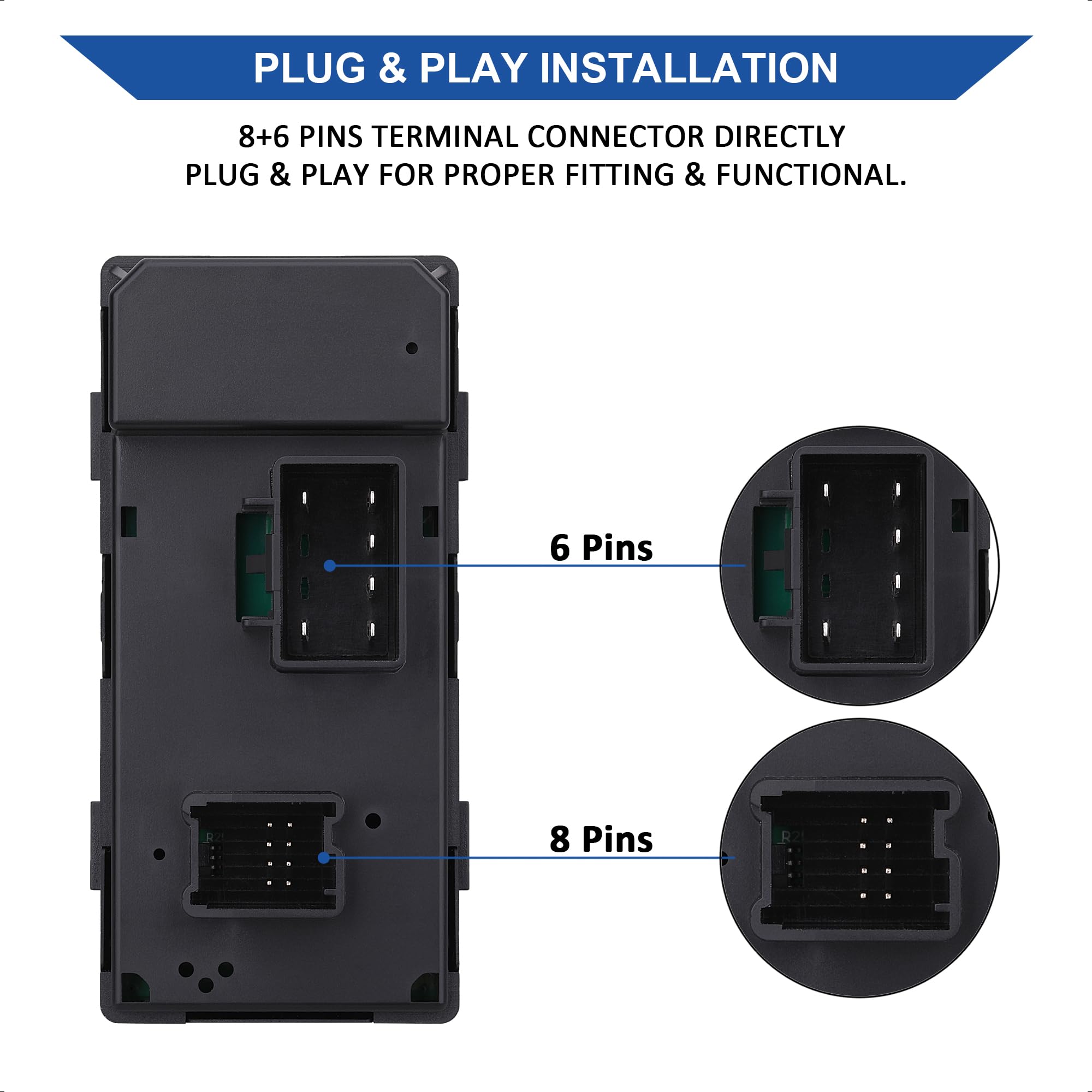 Driver Side Power Master Window Switch, Compatible With Chevy Silverado/Chevrolet Traverse/Hhr / 2007-2013 Gmc Sierra 1500 2500Hd 3500Hd / Yukon/Buick Enclave Replace Oe 25789692 20945129
