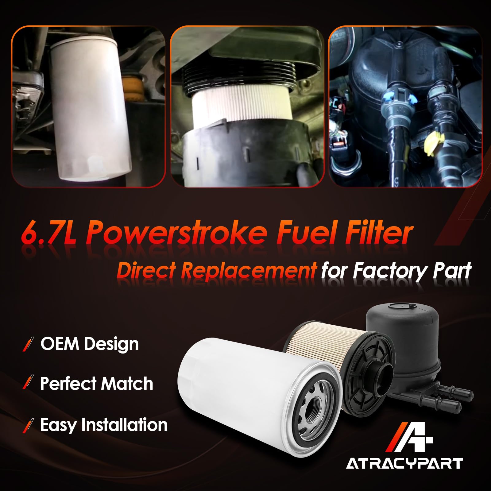 ATRACYPART Diesel Fuel & Oil Filter Set for 2011-2016 Ford 6.7 Powerstroke V8, Replaces BC3Z-9N184-B & BC3Z