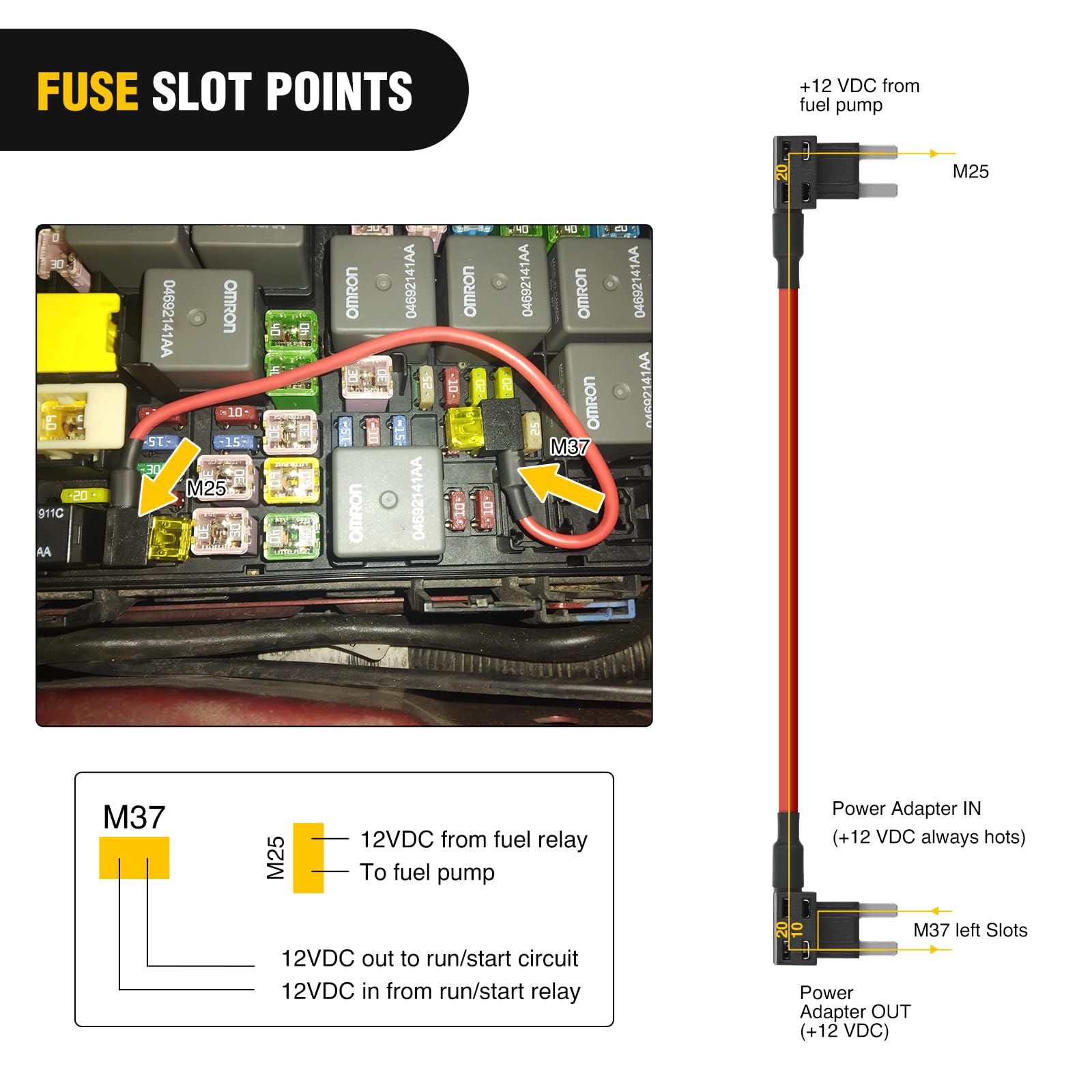 Nilight Fuse Adapter 14AWG Wire 20 AMP TIPM Bypass Cable for Dodge Ram, Chrysler, Jeep, VW - 2PCS Mini, Copper, Model 50100R