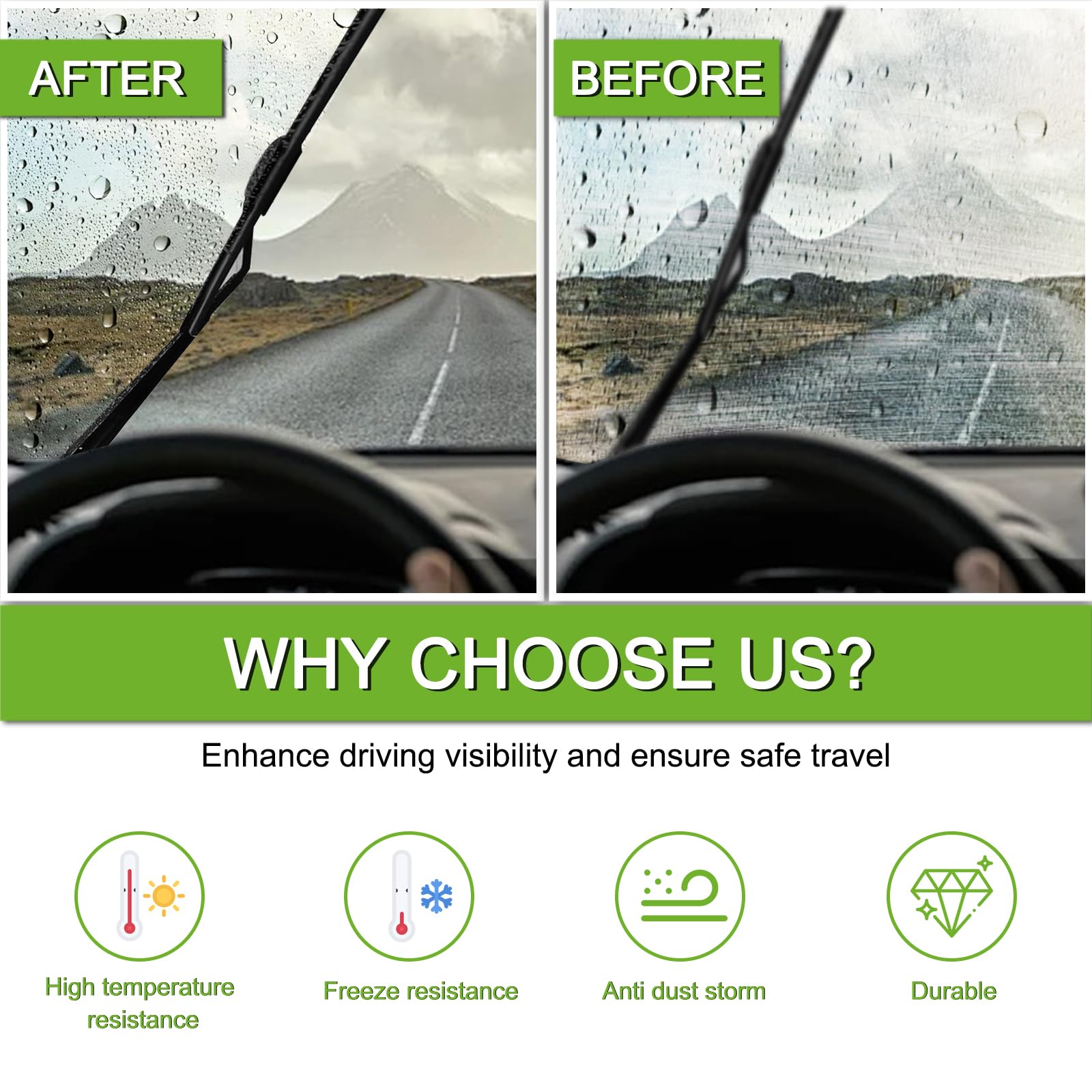 Parrati High Performance Premium All-Season Automotive Windshield Wipers With Rear Wiper Blades Replacement For 2006-2015 Audi Q