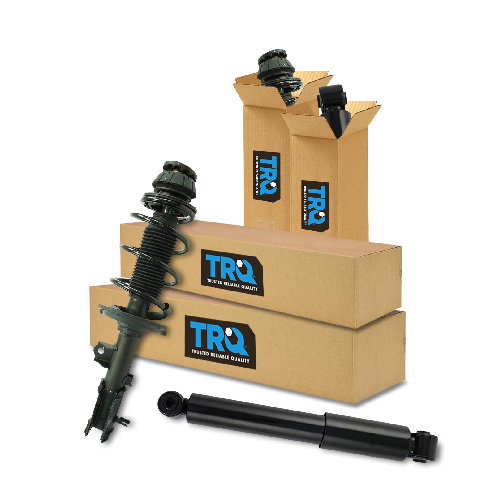 Trq Front And Rear Complete Strut Assembly & Shock Absorber Kit Complete Strut & Coil Spring Assembly Compatible With 2012-2017 