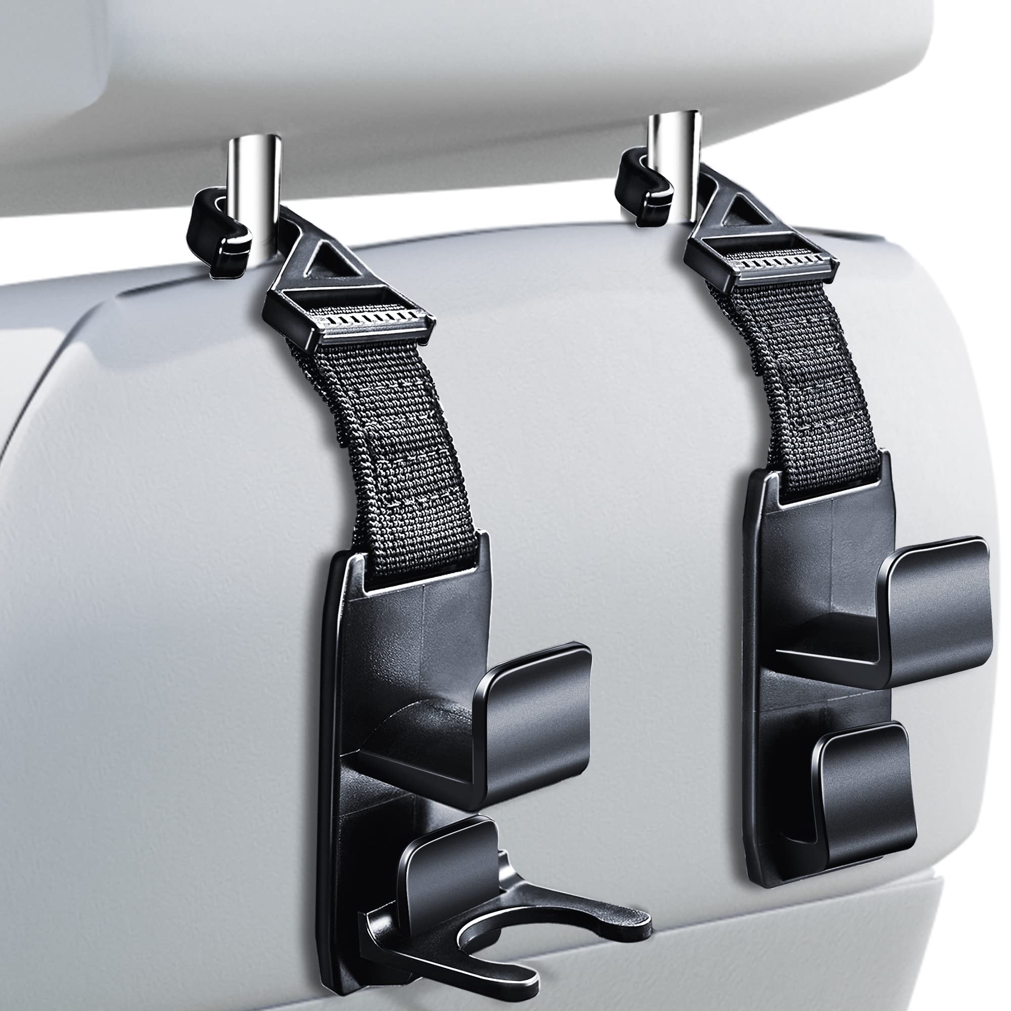 Heroway Magic Headrest Hooks for Car, Purse Hanger Headrest Hook Holder for Car Seat Organizer Behind Over the Seat Hook Hang Pu