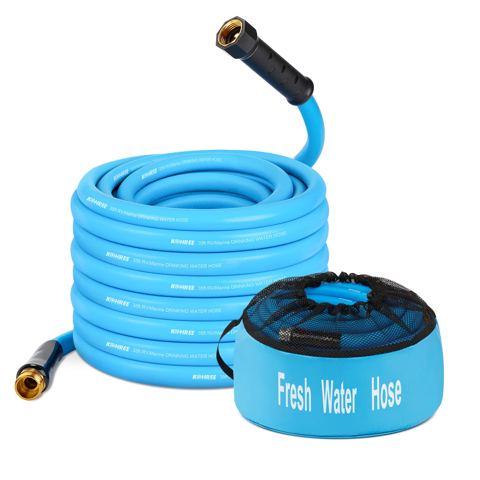 Kohree 35Ft Rv Water Hose With Storage Bag, 5/8'' Upgraded Drinking Water Hose Leak Free, No Kink And Flexible Garden Hose For R