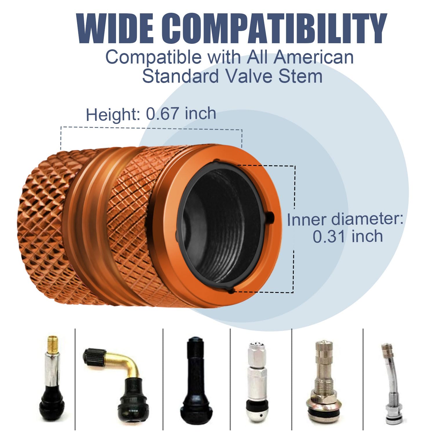 Tire Valve Stem Caps - 4 Pack Anti-Corrosion Premium Anodized Alloy Tyre Air Valve Caps American Flag For Car Suv Bike Orange