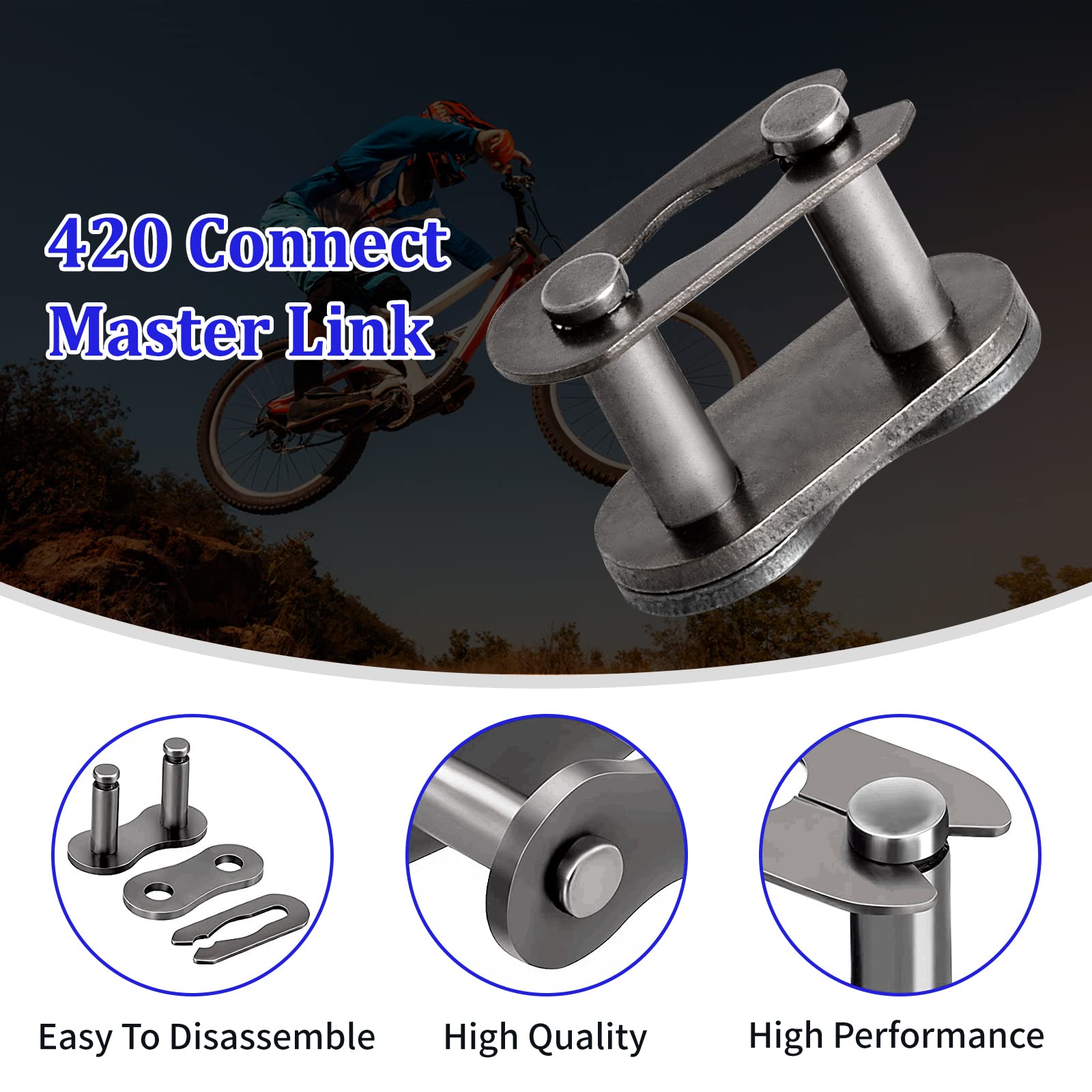 420 Motorcycle Chain 140 Links - 420 Standard Roller Chain For 110Cc 125Cc Go Kart Dirt Pit Bike Atv Quad Scooter Mini Bike, Fre