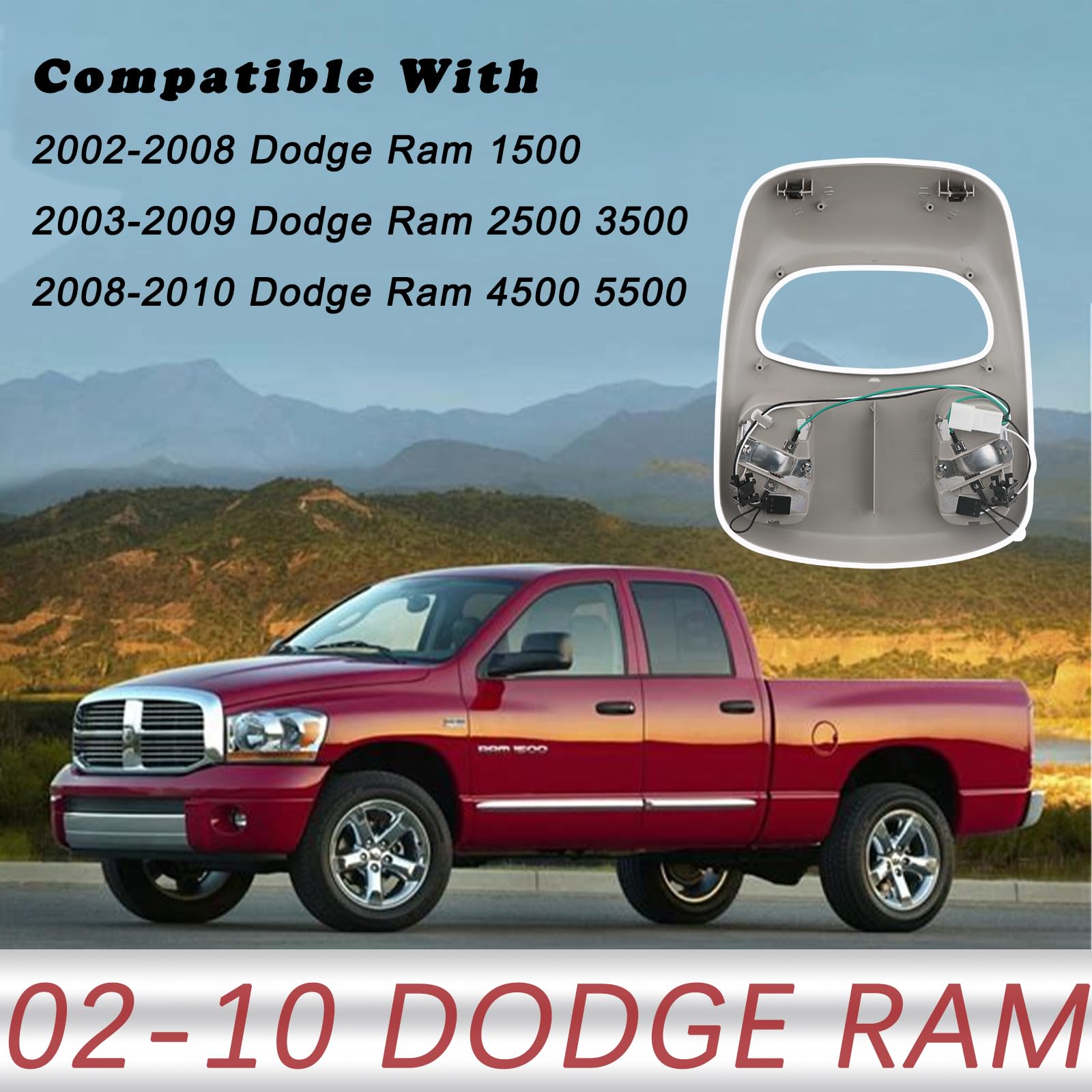 Tqponly Upgraded Dome Map Led Reading Light Lamp Overhead Console Compatible With Dodge Ram 1500 2500 3500 4500 5500 Replaces 1D