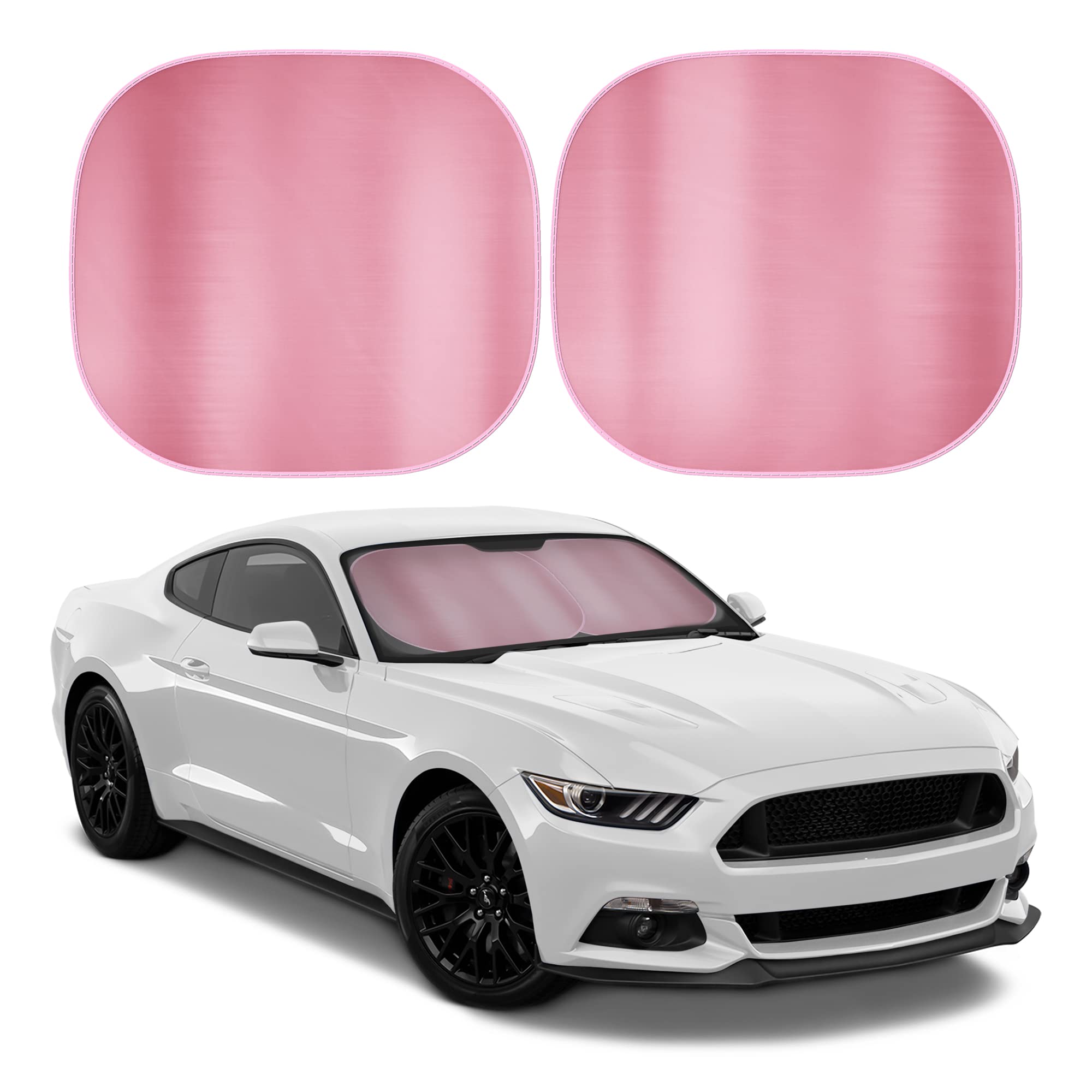 Bdk Metallic Pink Car Windshield Sun Shade - Blocks Uv Rays Sun Visor For Windshield - Easy Setup Keeps Vehicle Cool - 31.75 X 2