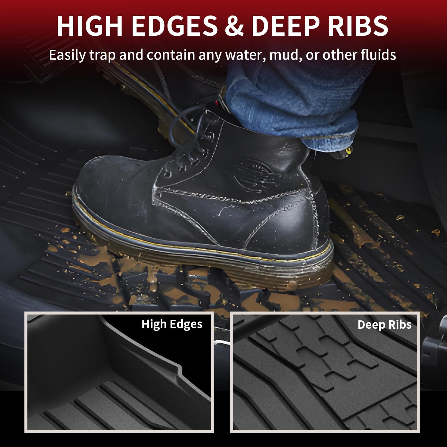 LASFIT Floor Mats for Ford Fusion 2017-2020 & Lincoln MKZ, All Weather TPE, Black, 1st & 2nd Rows, Model LL-LN01,