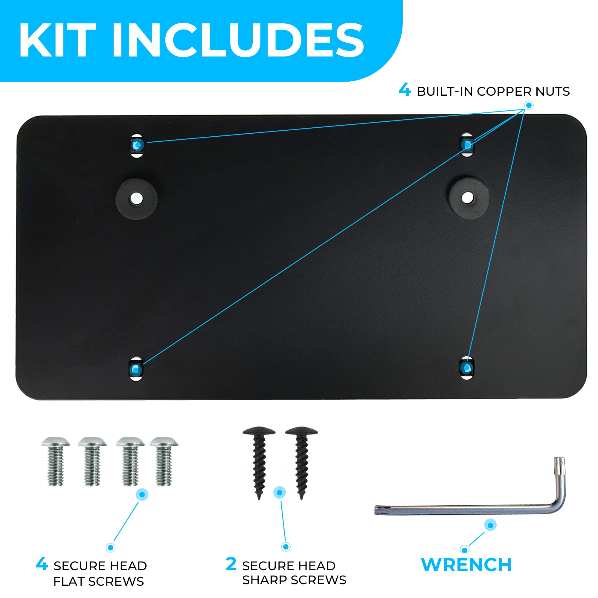License Plate Bracket for Subaru Outback 2008-2023, Plate Holder Set w 6 Unique Screw Bolts, License Tag Mounting Kit, Quality P