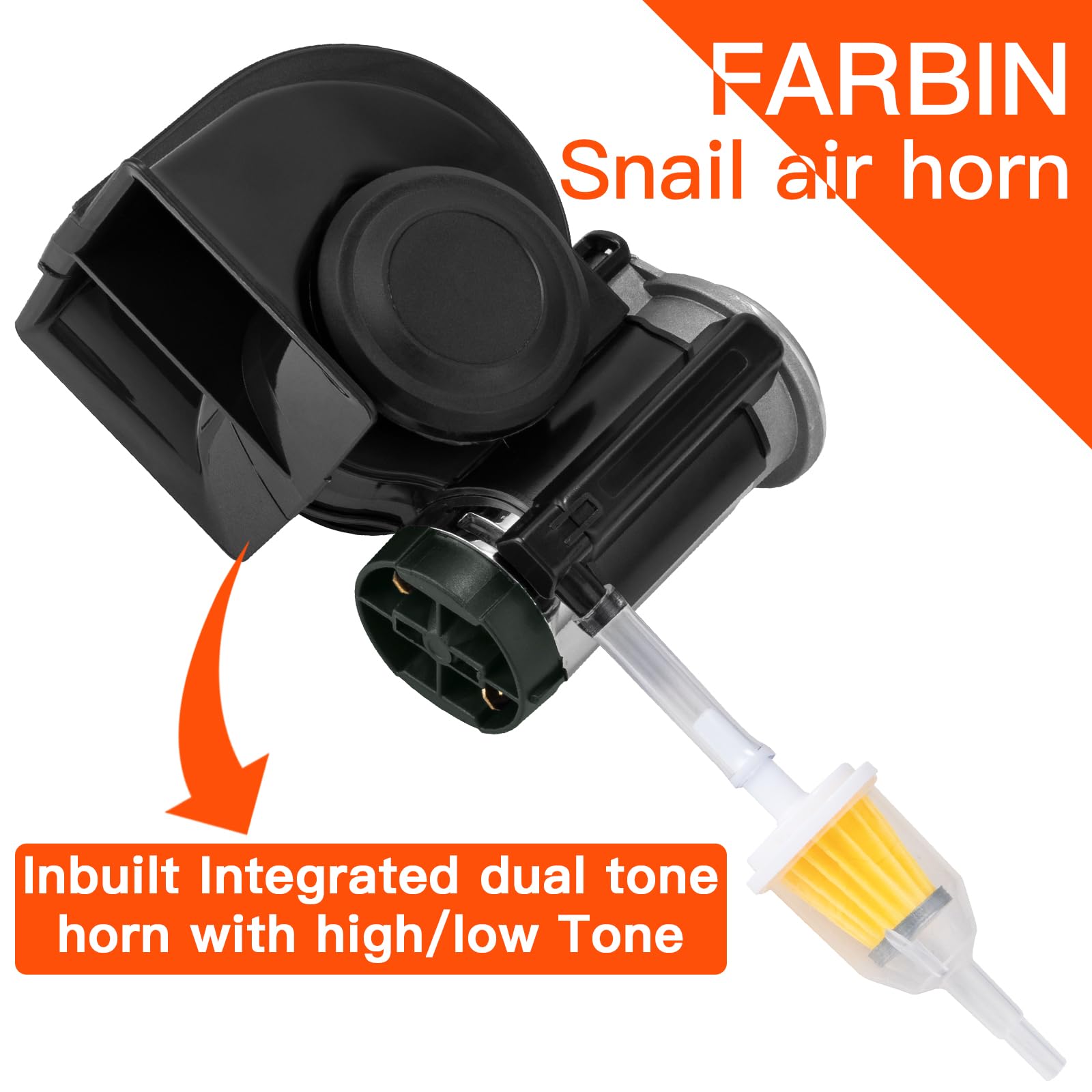 FARBIN 24V Train Air Horn with Compressor - Super Loud Black Car Horn, Model FB-S11