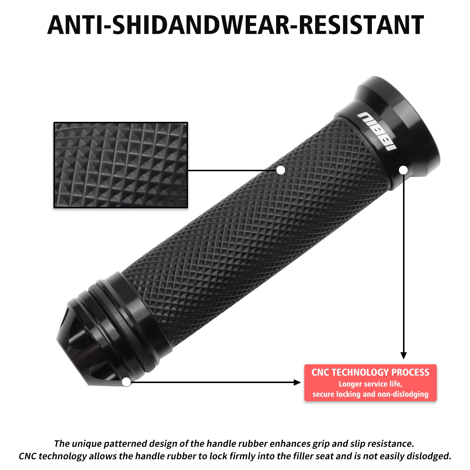 Nibbi Motorcycle Hand Grips, Racing Cnc Aluminum & Soft Rubber Handlebar,7/8' Handle Grips For Atv Gy6 Scooter