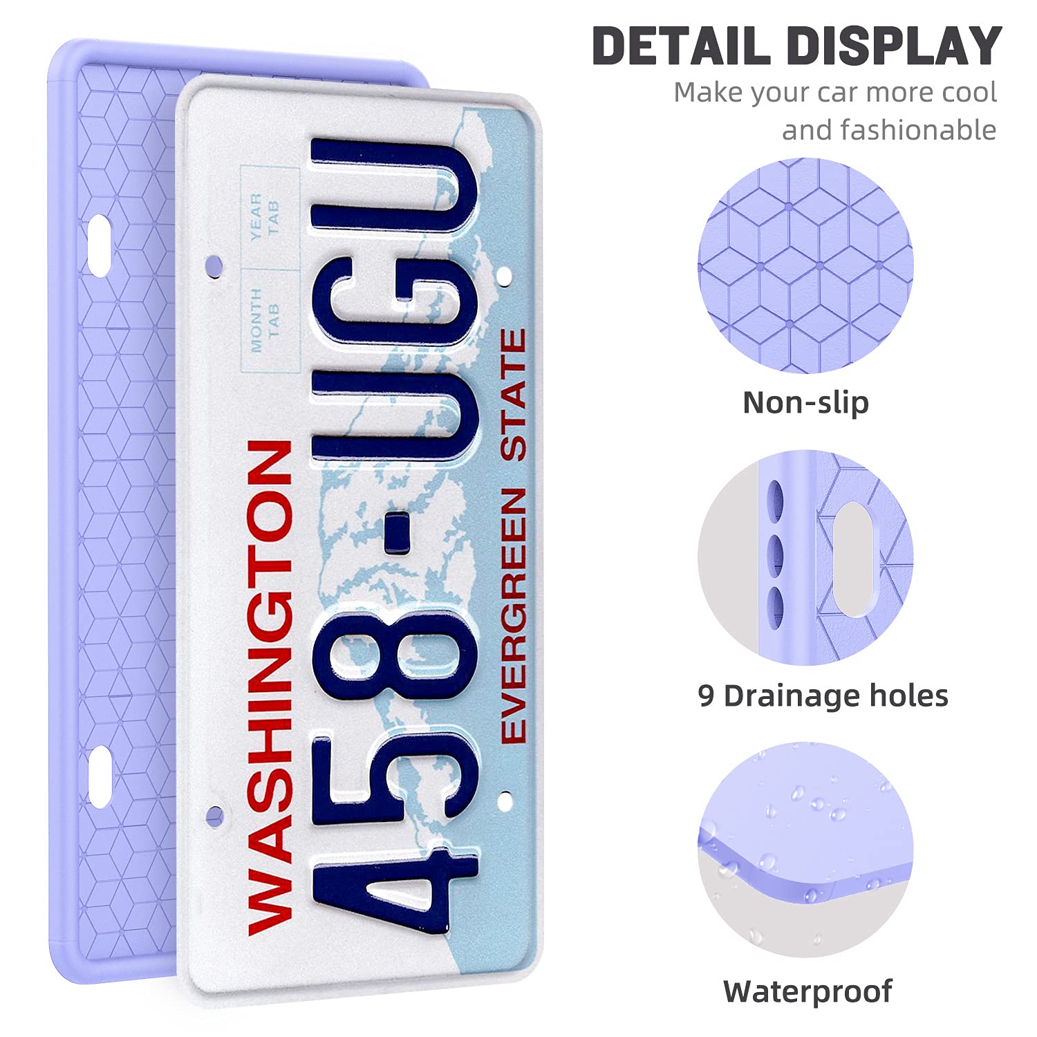 Qiqamole 1 Pack Silicone License Plate Frame, Front Back License Plate Cover, License Plate Bracket Holder Rust-Proof, Rattle-Proof, Weather-Proof For Us And Ca Standard Car (Pink)