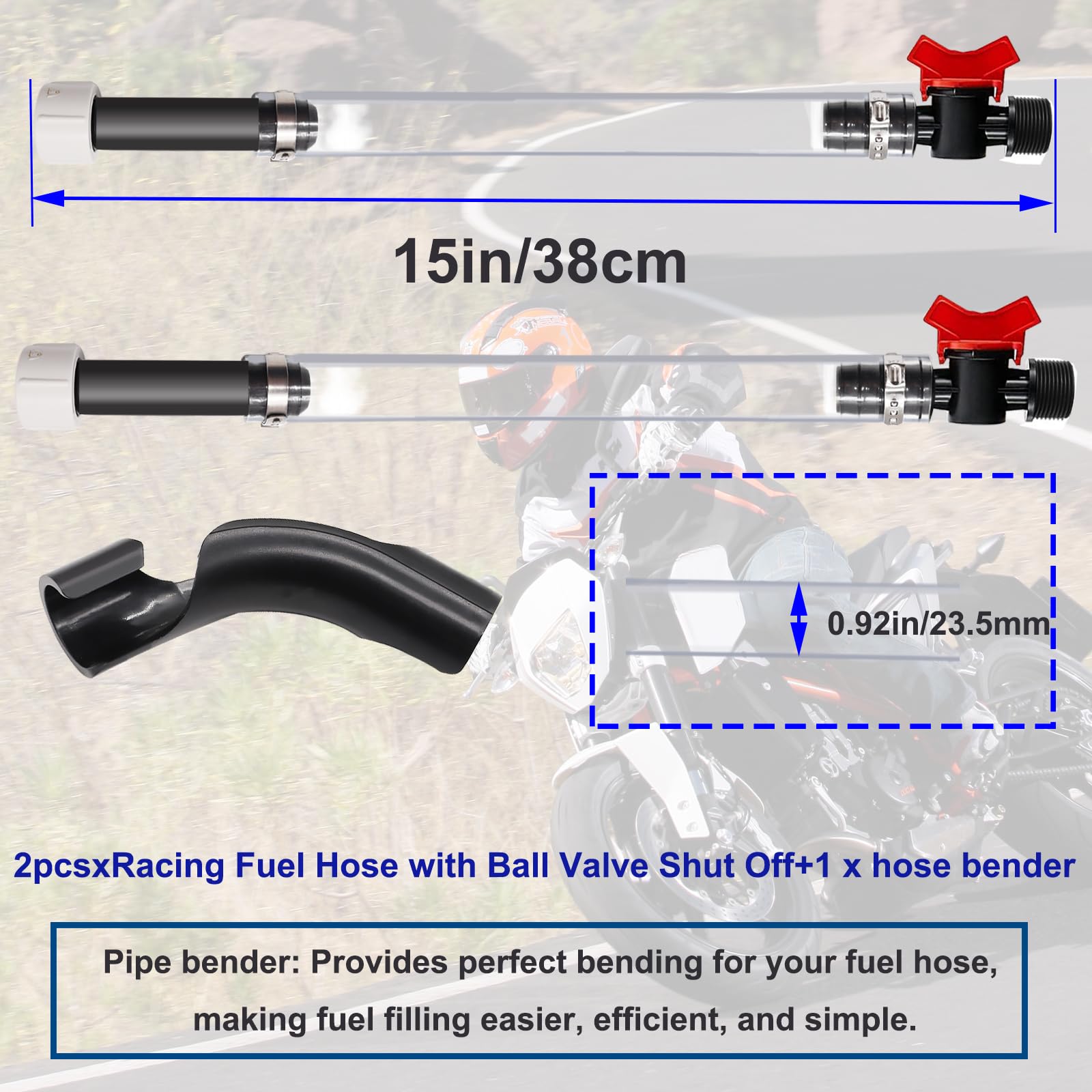 Taiss 3 PCS Racing Fuel Hose with Ball Valve Shut Off,Racing Fuel Jug Hose with Hose Bender Kit.Suitable for Scribner Fuel Jugs,
