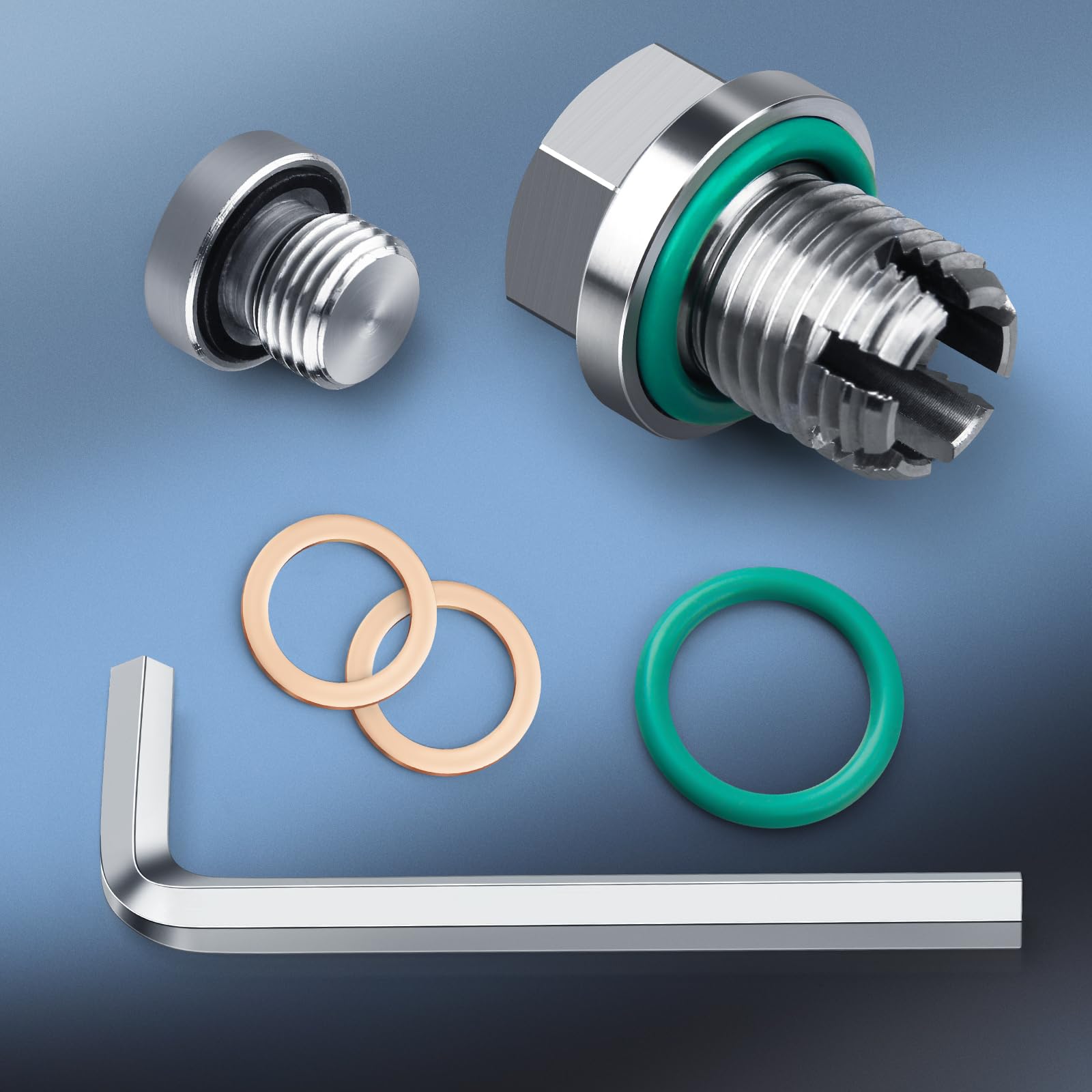 M12.1-1.5 X 15Mm Oversize Piggyback Oil Drain Plug, Stainless Steel Self Tapping Oil Pan Thread Repair Kit
